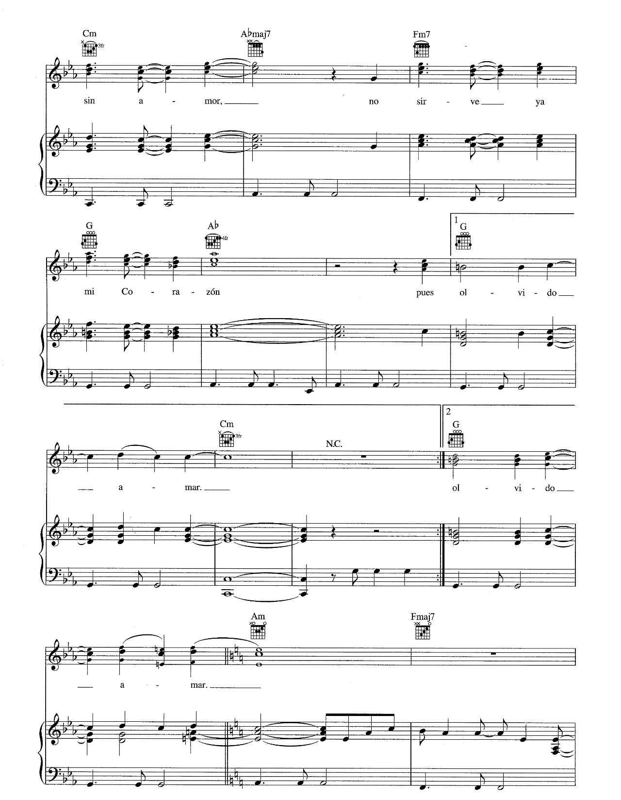La Vida Sin Amor sheet music 4