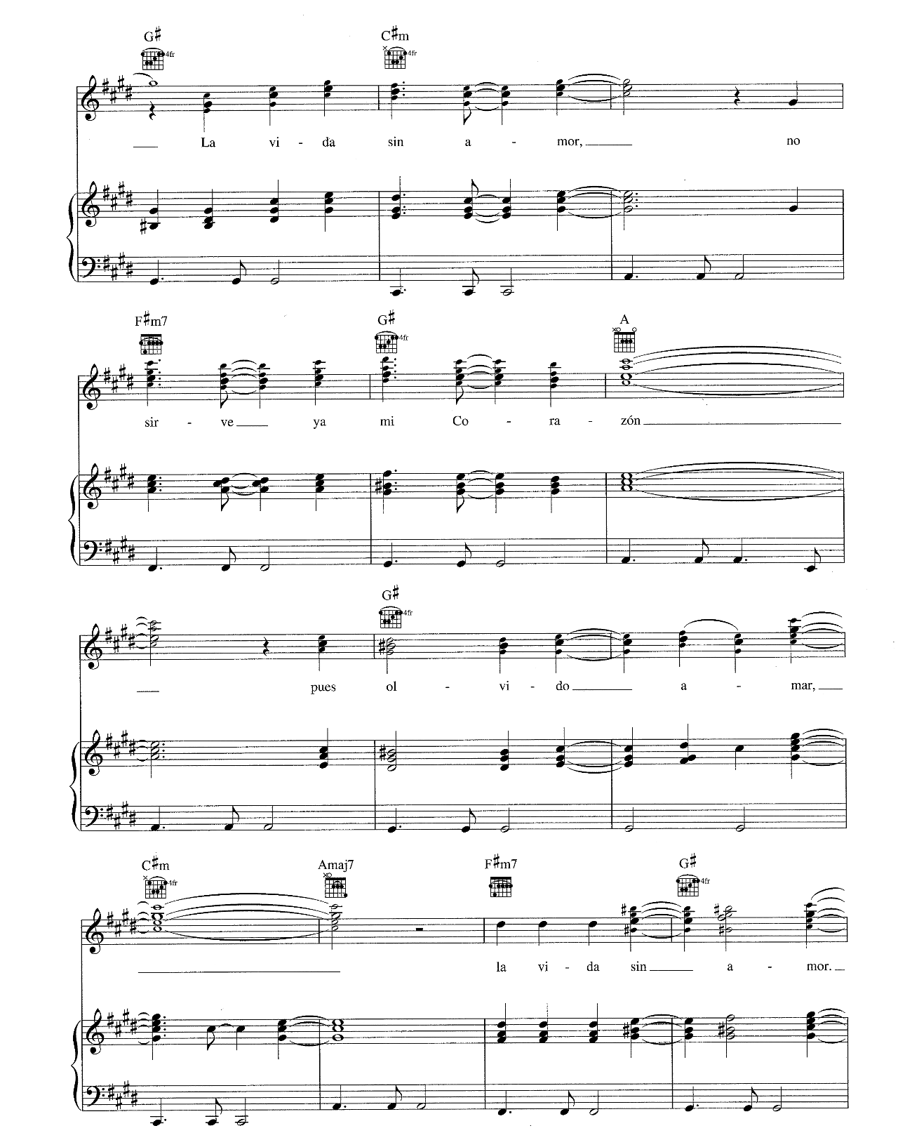 La Vida Sin Amor sheet music 7