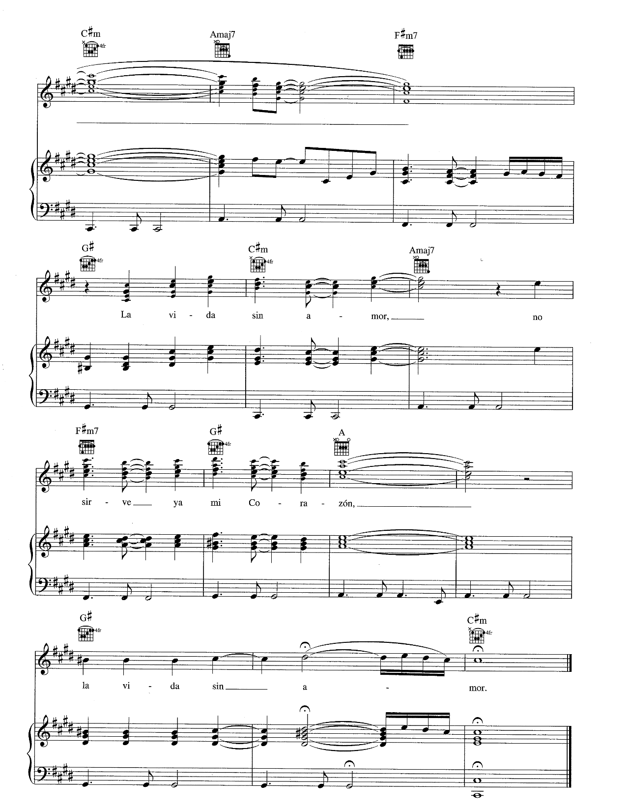 La Vida Sin Amor sheet music 8