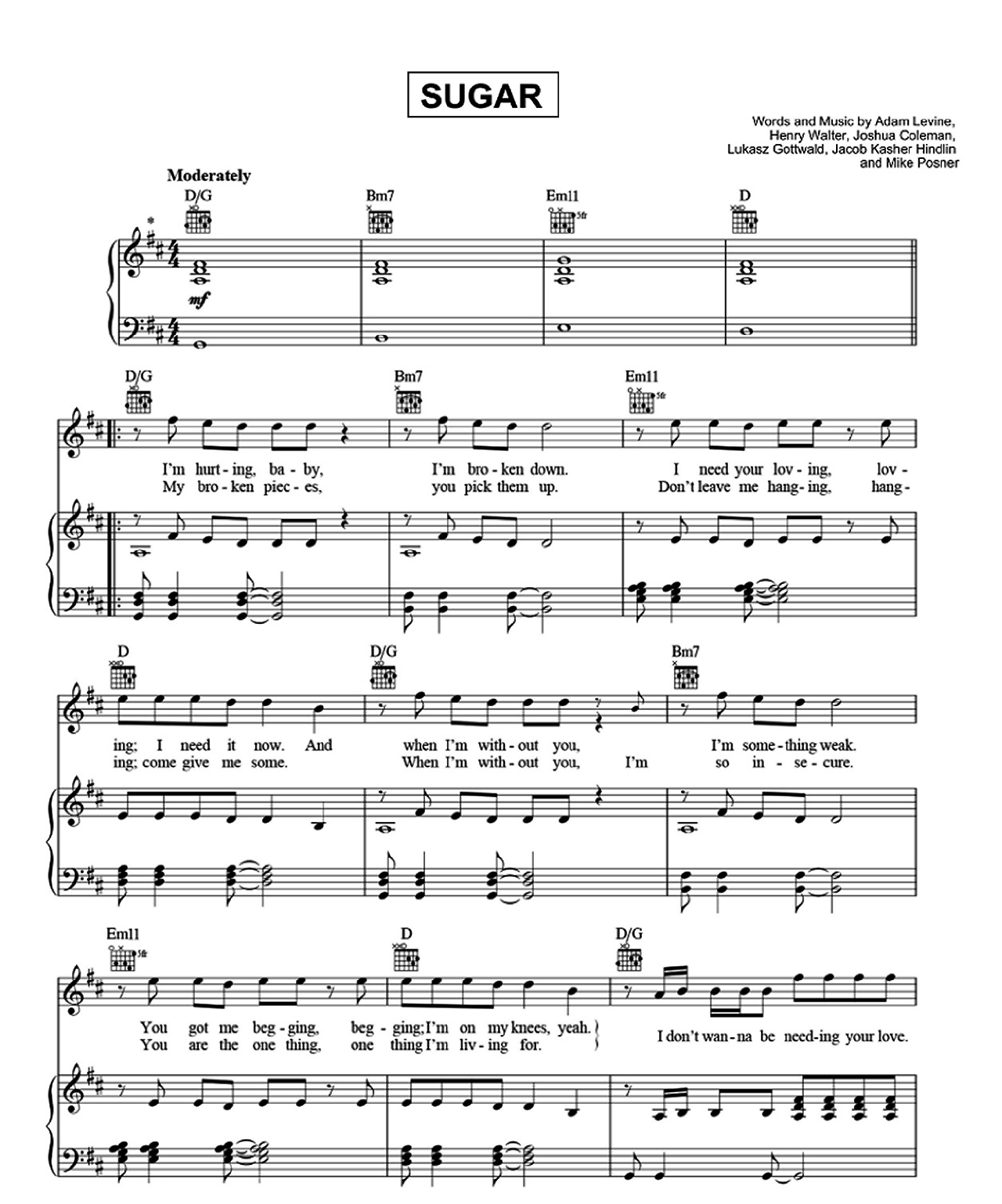 Sugar sheet music