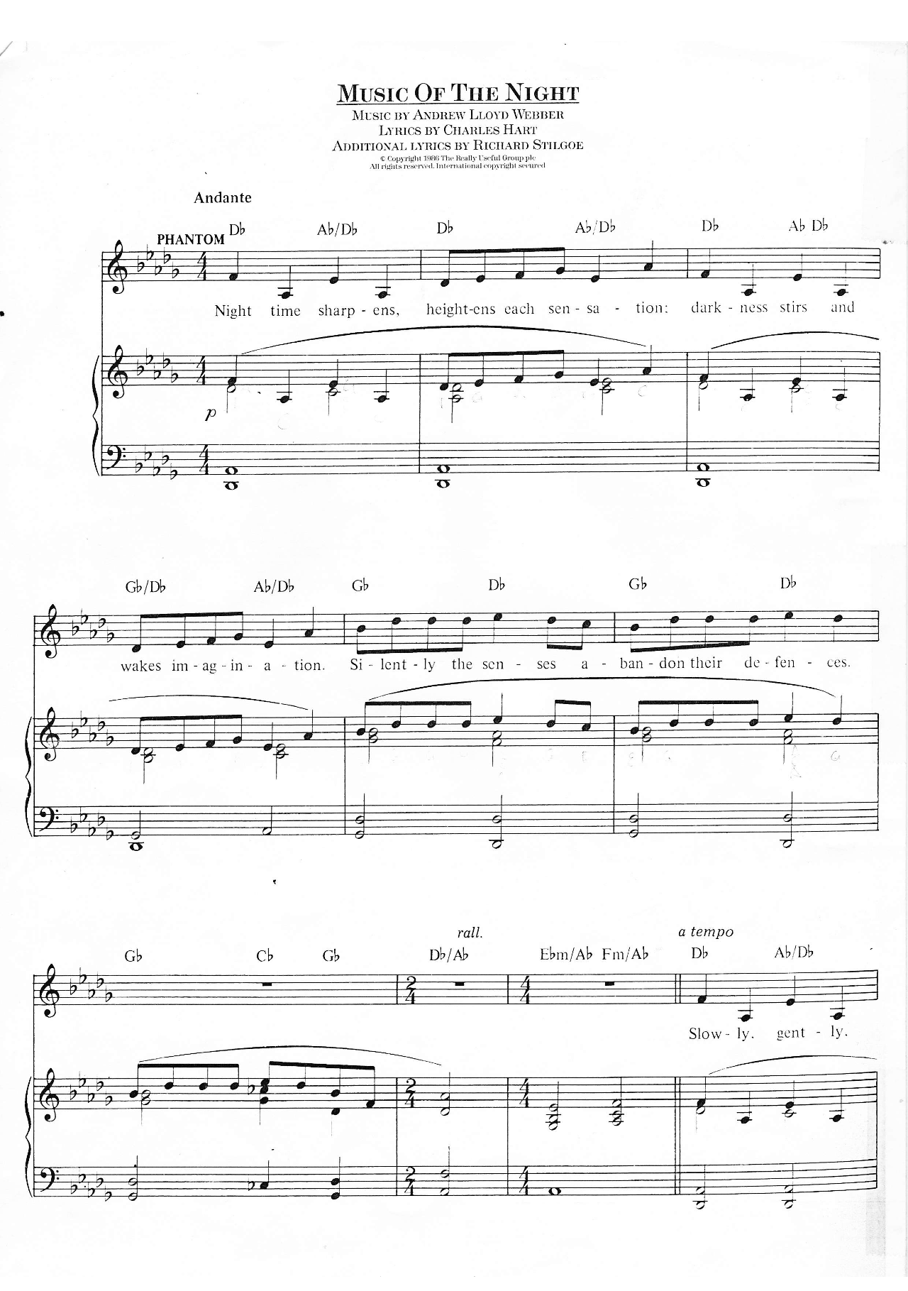 Music Of The Night sheet music