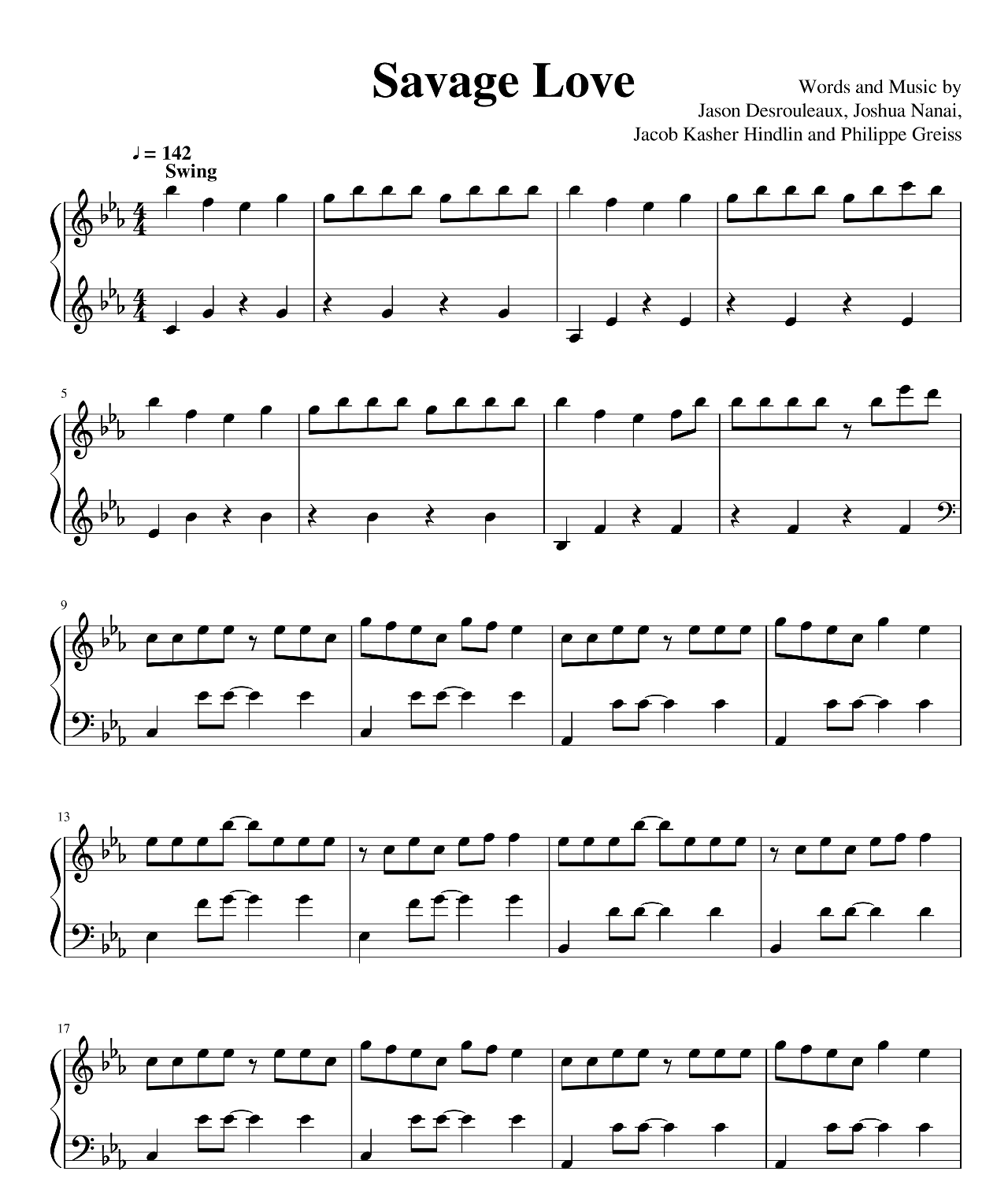Savage Love sheet music