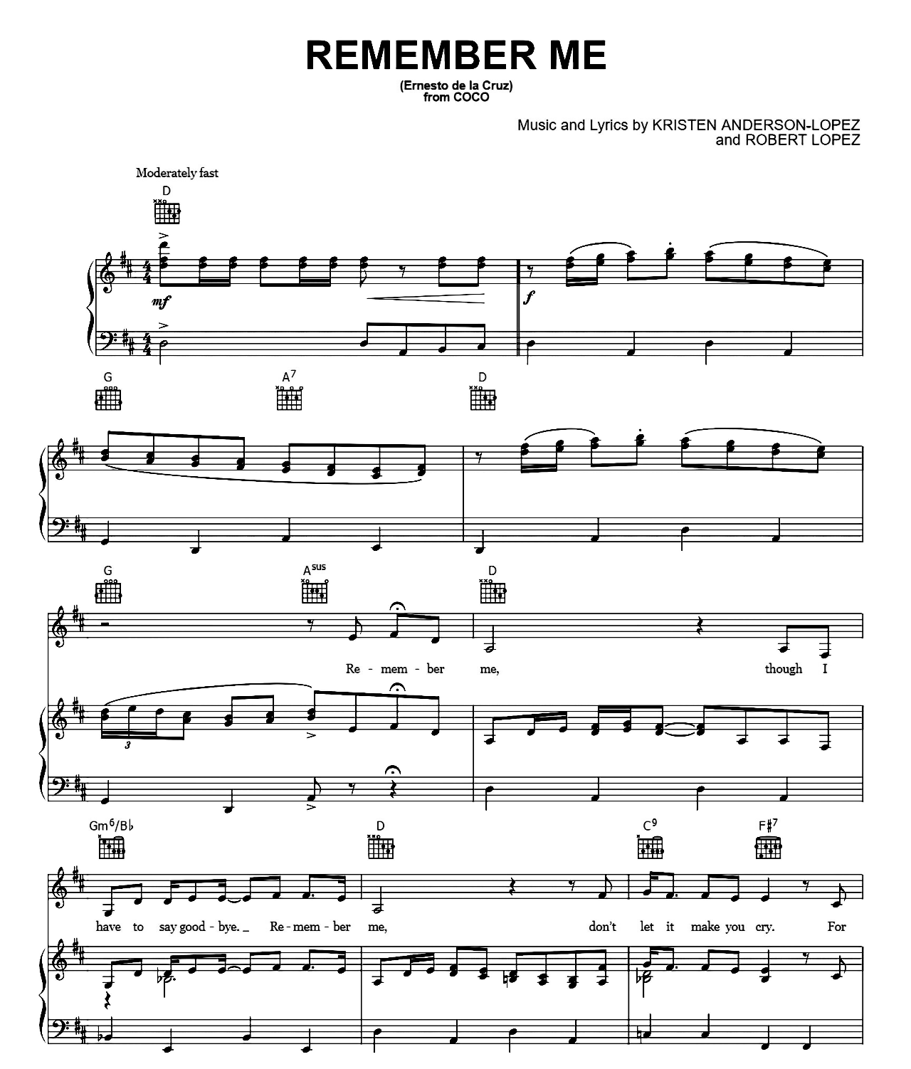 Remember Me (from Coco) sheet music