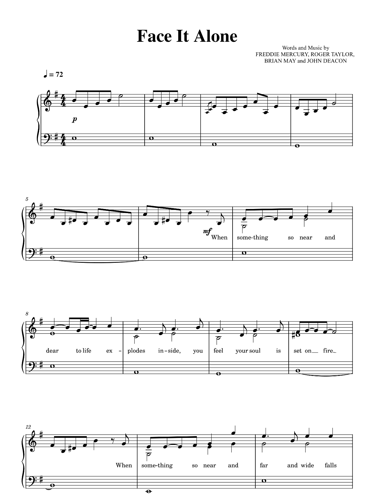 Face It Alone sheet music
