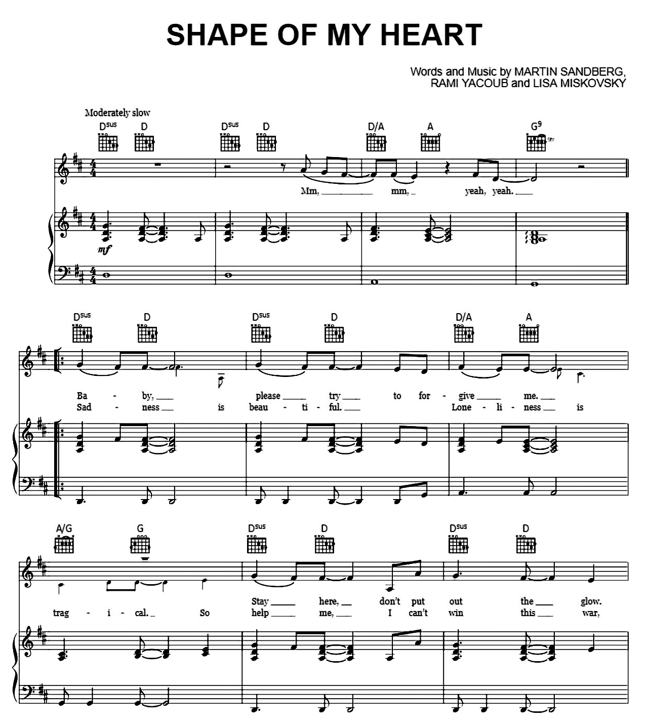 Shape Of My Heart sheet music