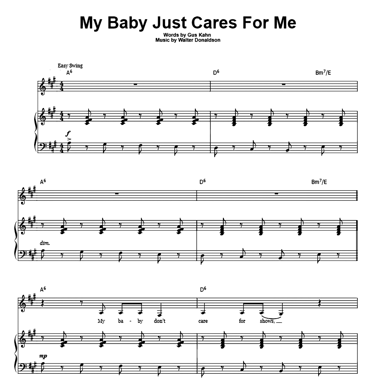 My Baby Just Cares For Me sheet music