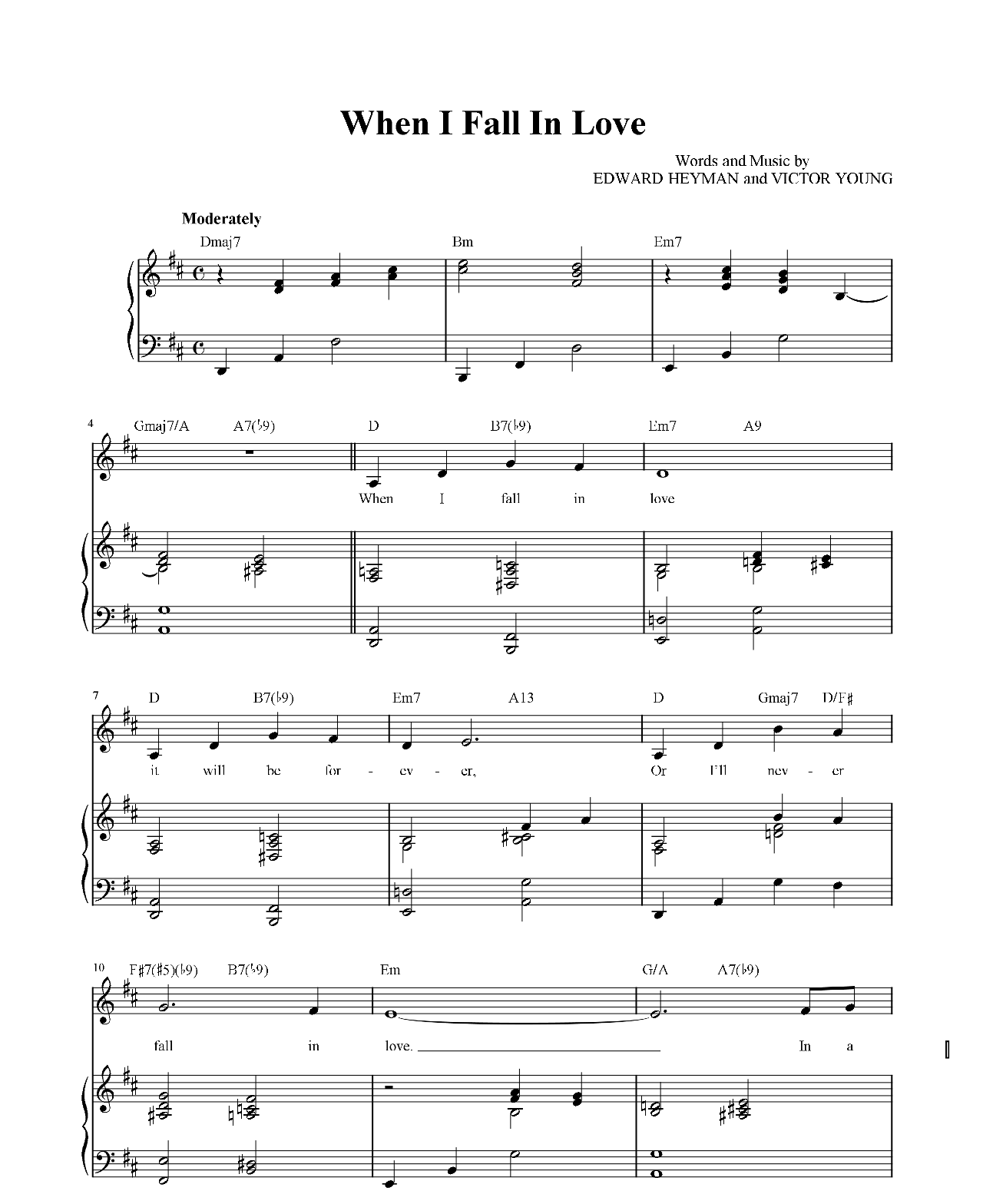 When I Fall In Love sheet music