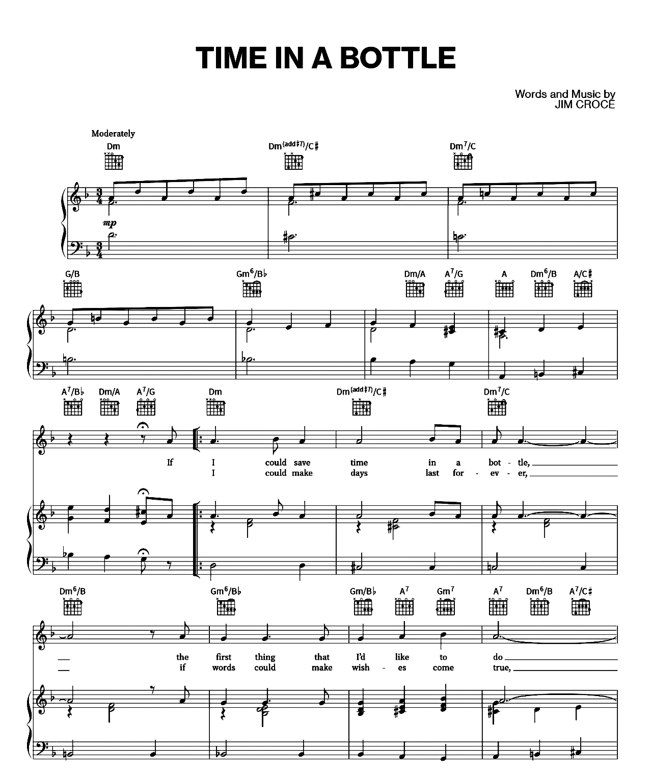 Time In A Bottle sheet music