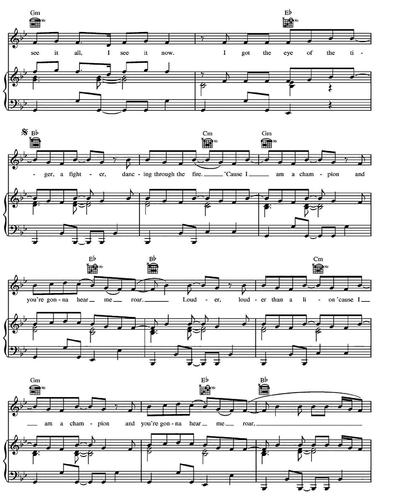 Roar sheet music 3