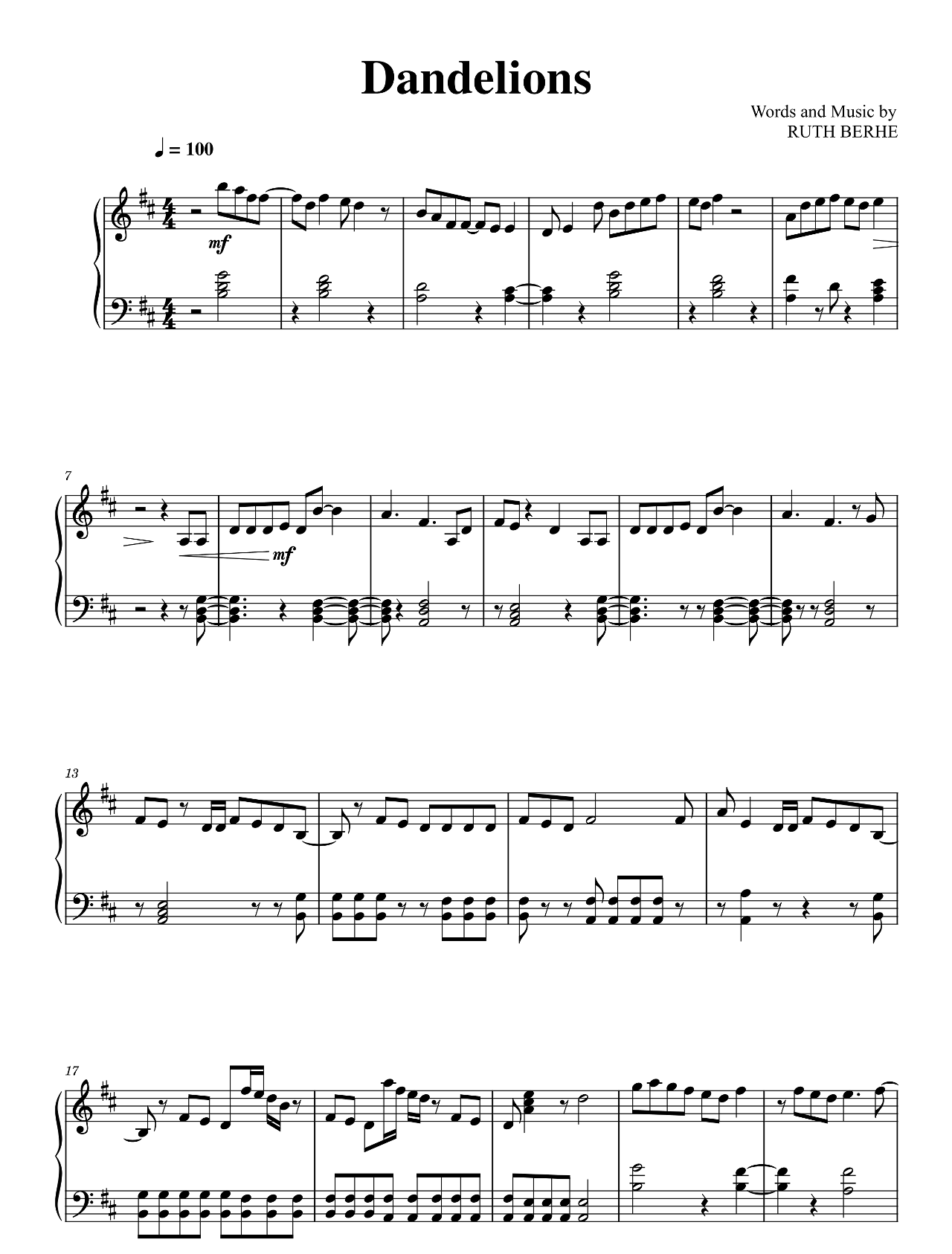 Dandelions sheet music