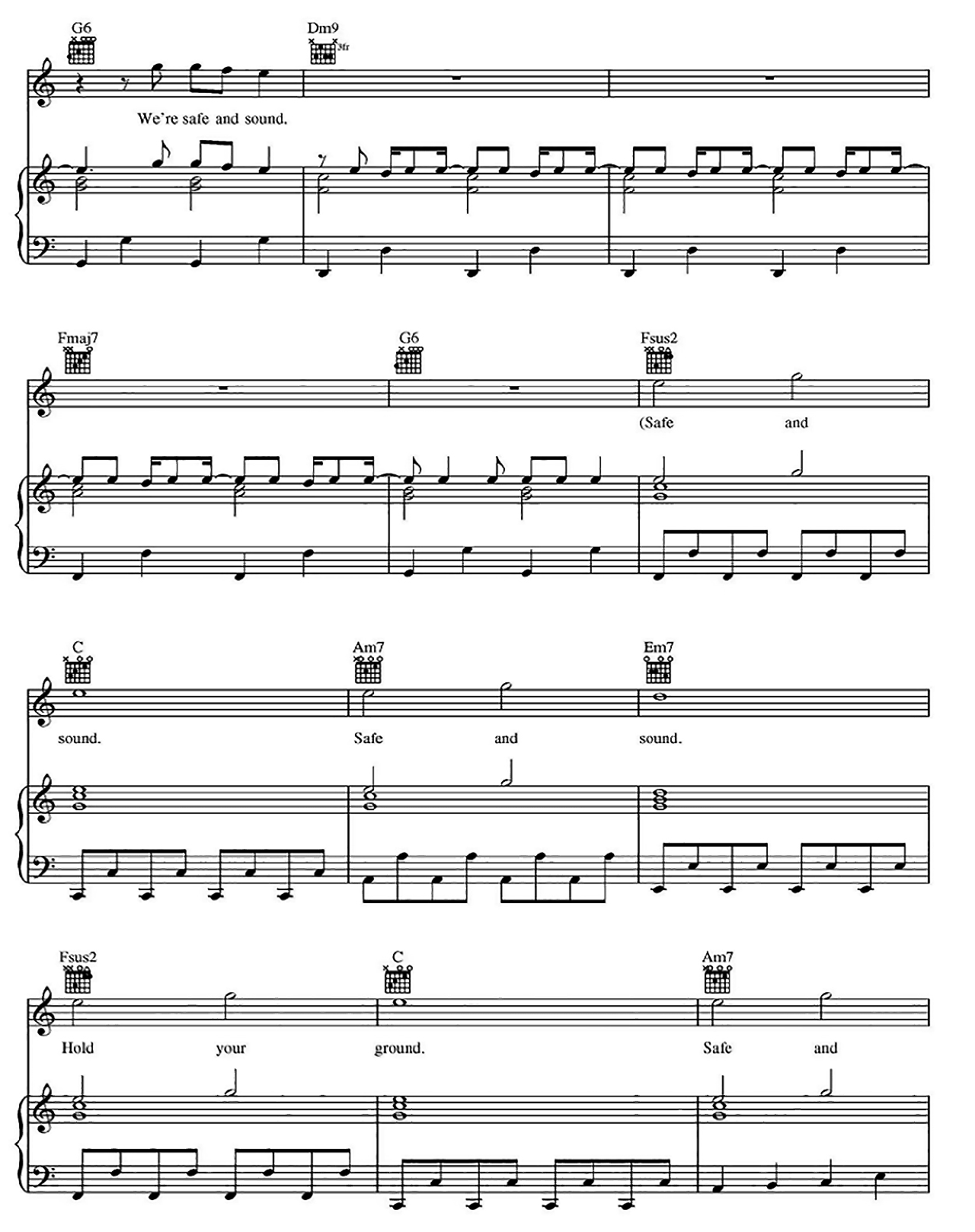 Safe And Sound sheet music 5