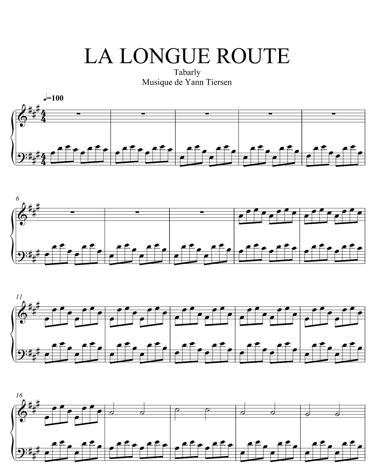 La Longue Route (from Tabarly) sheet music