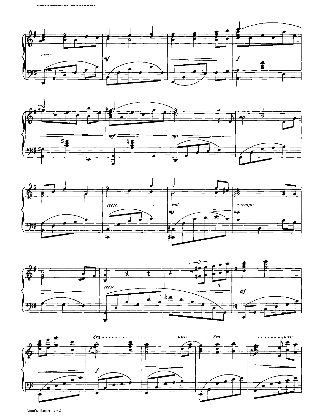 Anne's Theme (from Anne Of Green Gables) sheet music 2
