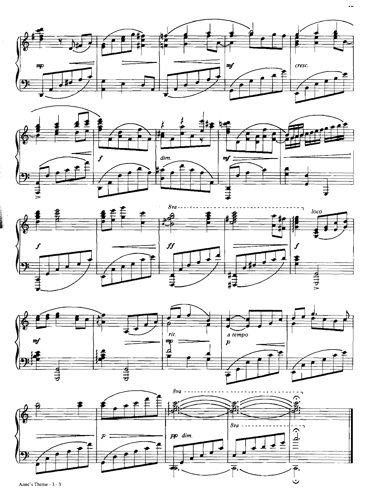 Anne's Theme (from Anne Of Green Gables) sheet music 3