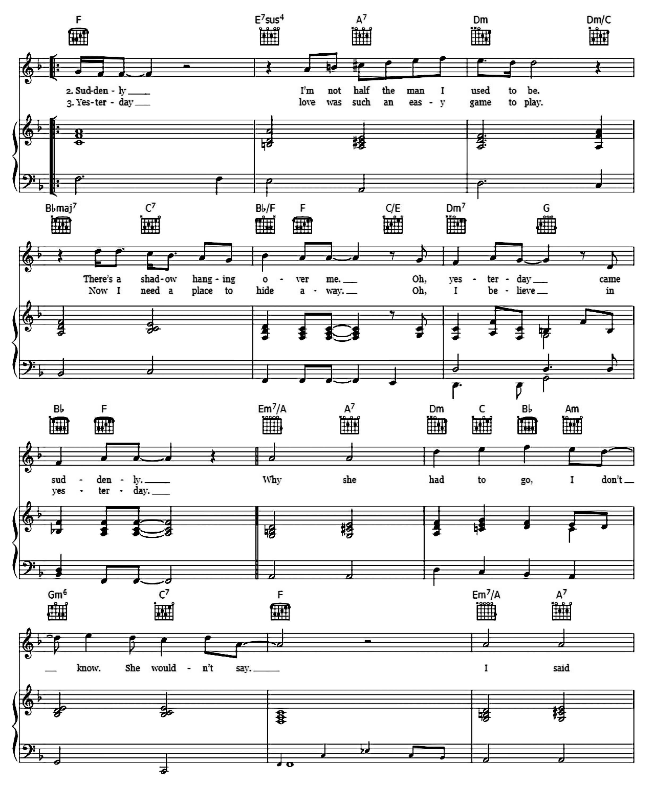 Yesterday sheet music 2