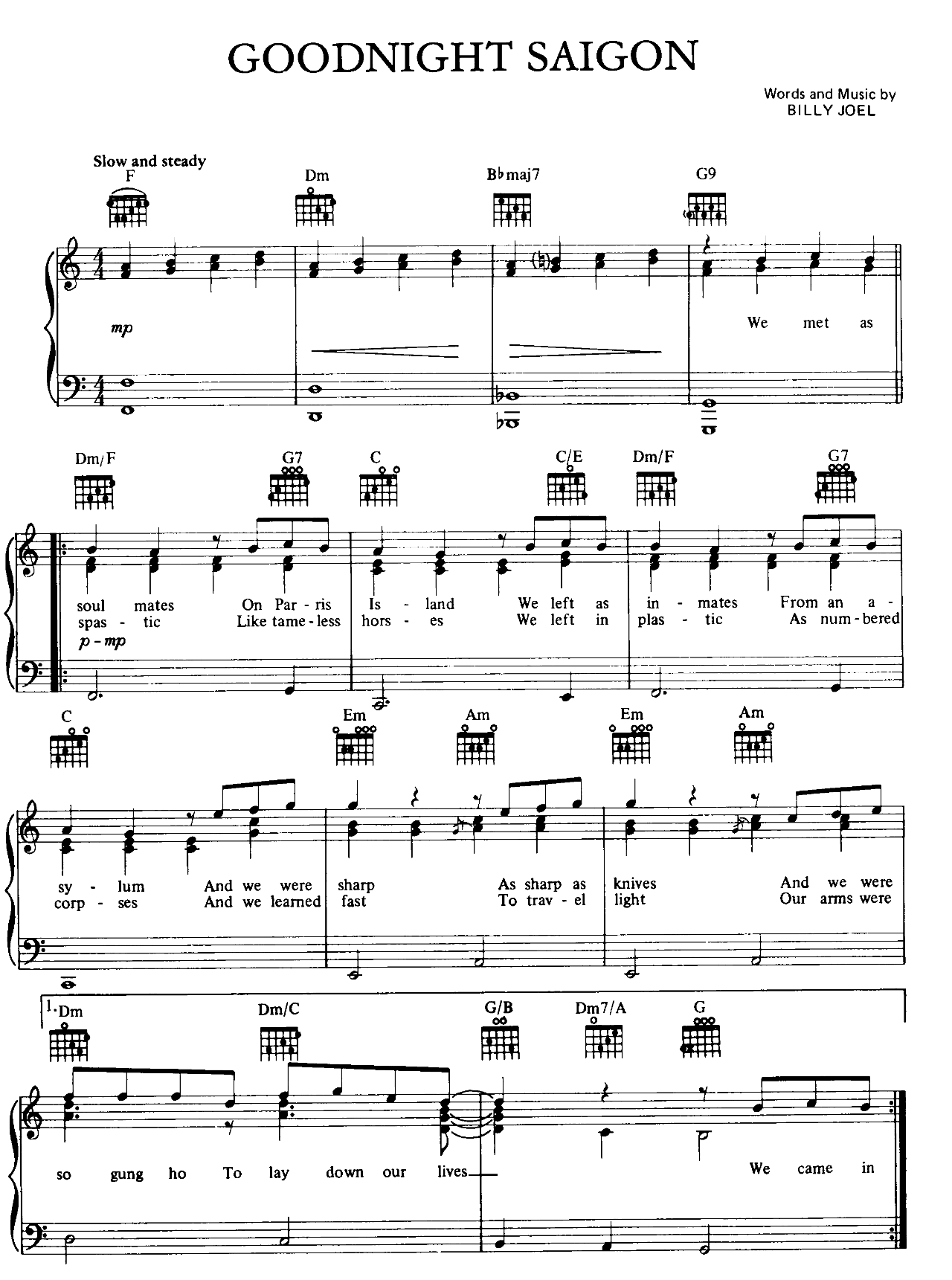 Goodnight Saigon sheet music