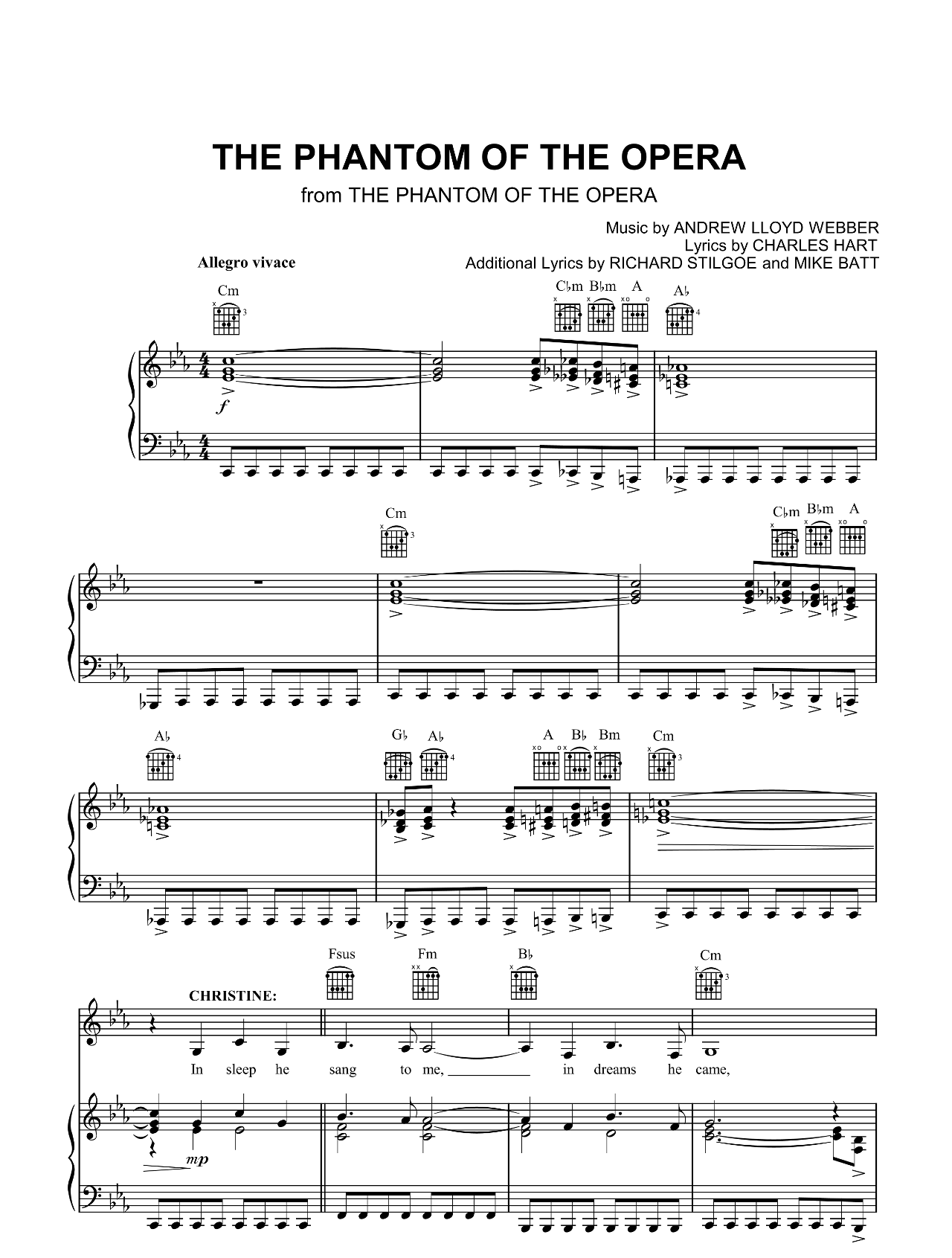 The Phantom Of The Opera sheet music