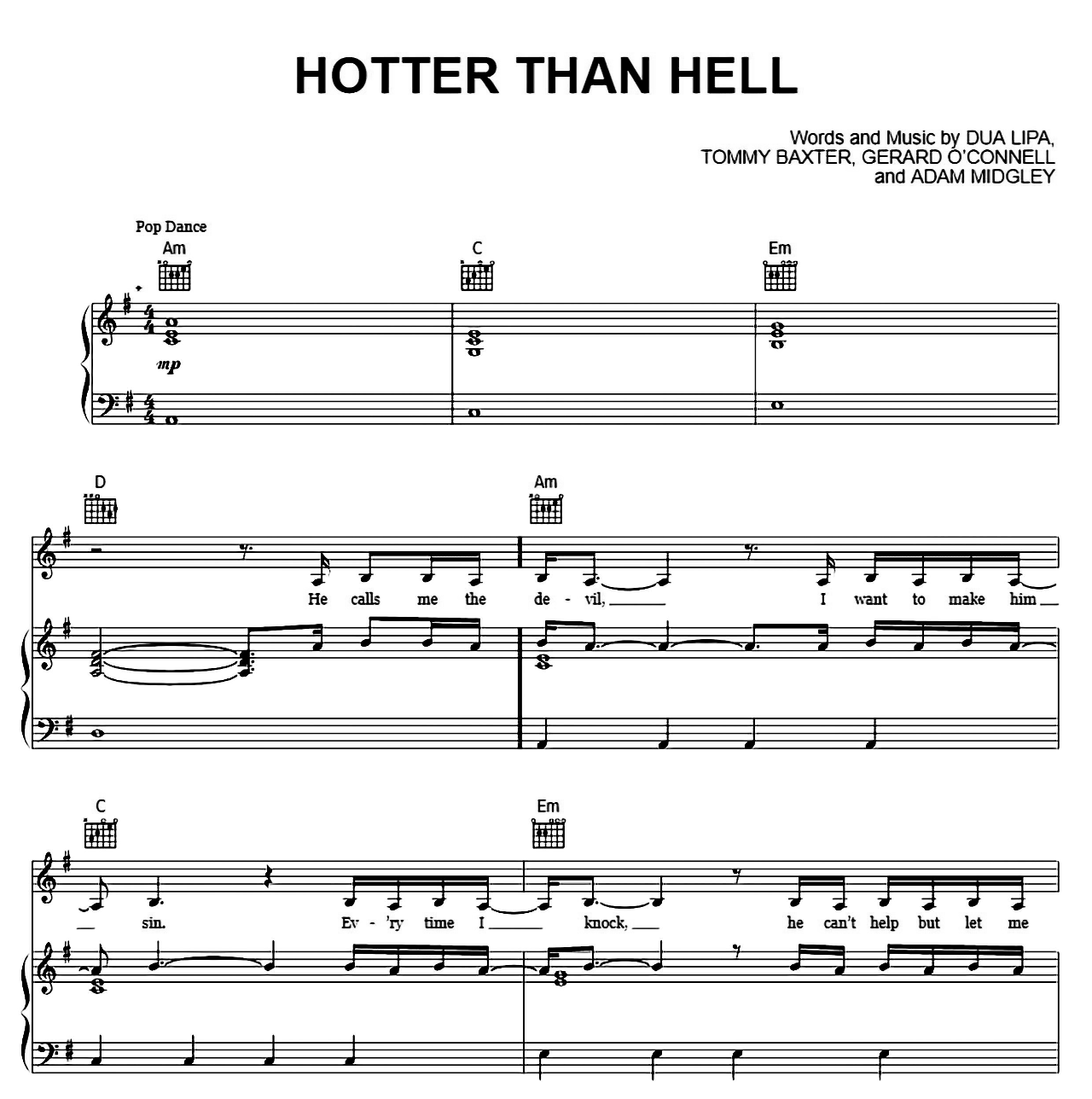 Hotter Than Hell sheet music