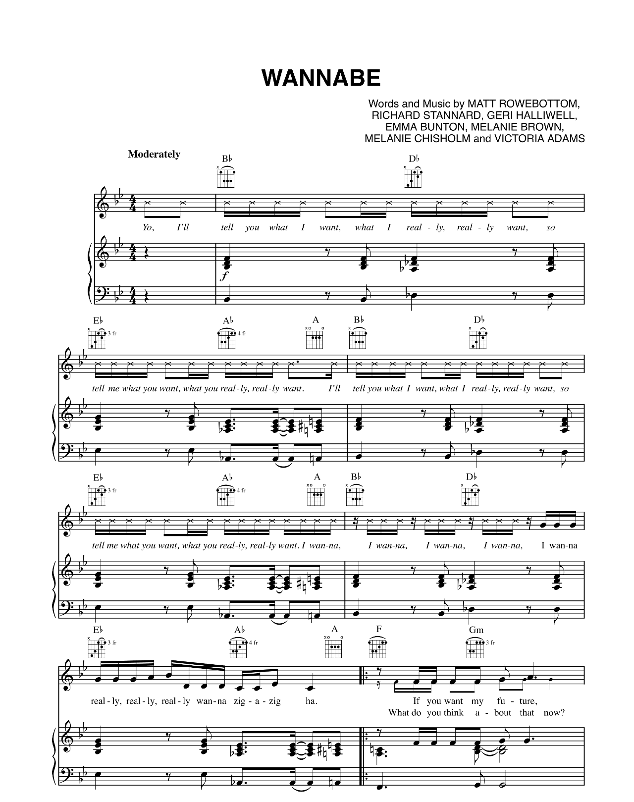 Wannabe sheet music