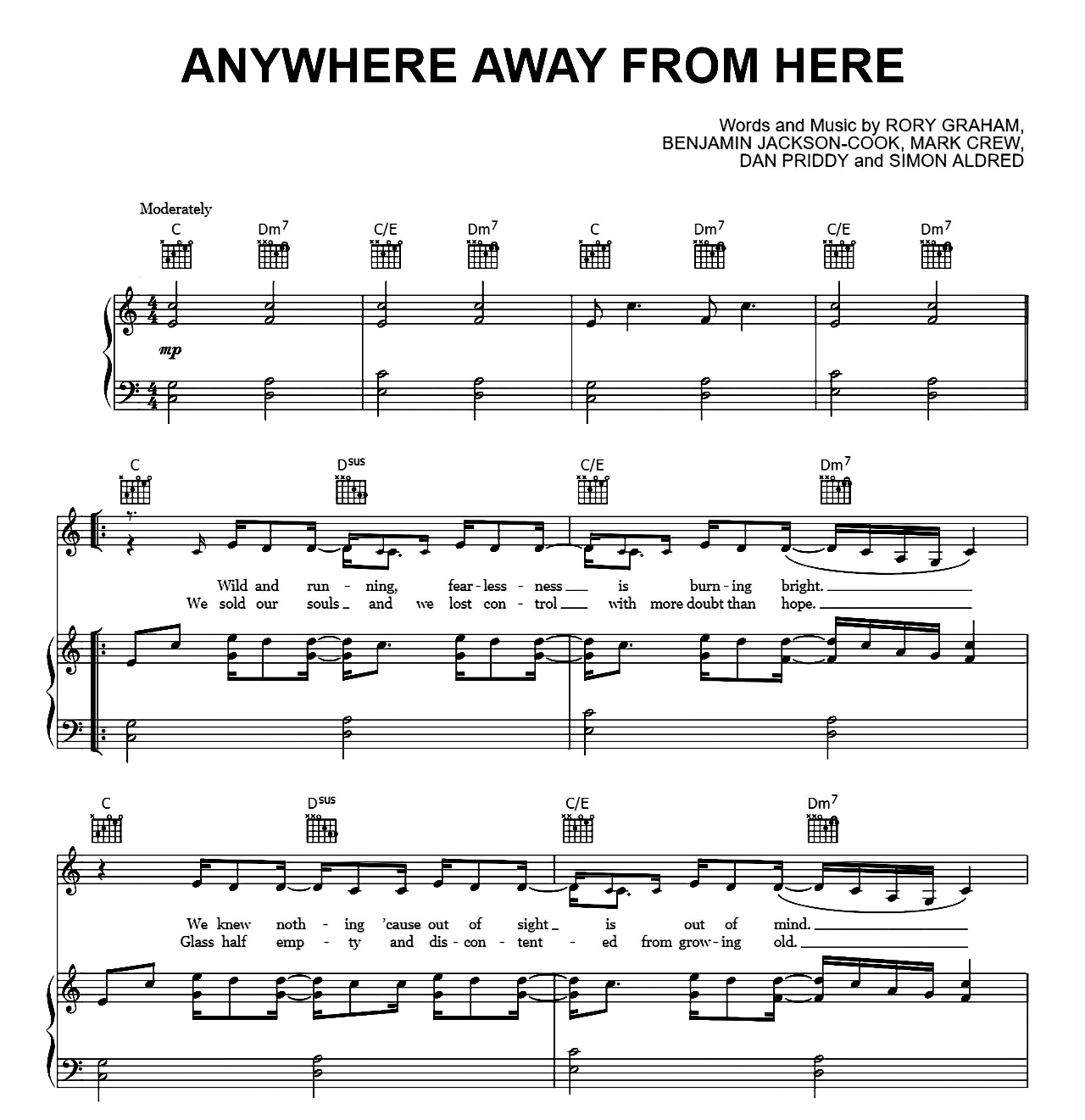 Anywhere Away From Here sheet music