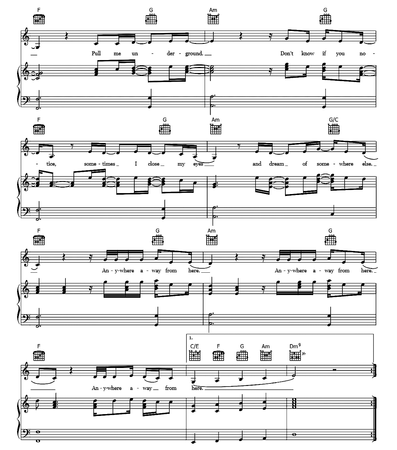 Anywhere Away From Here sheet music 3