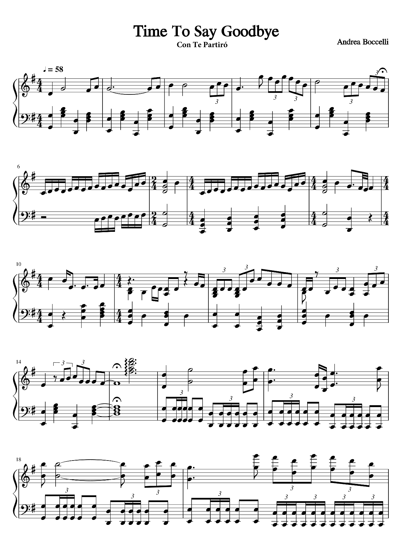 Time To Say Goodbye sheet music