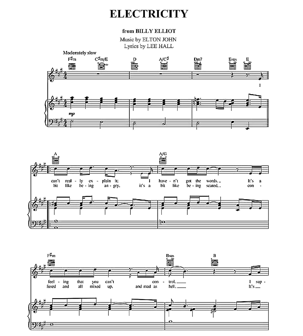Electricity (From Billy Elliot) sheet music