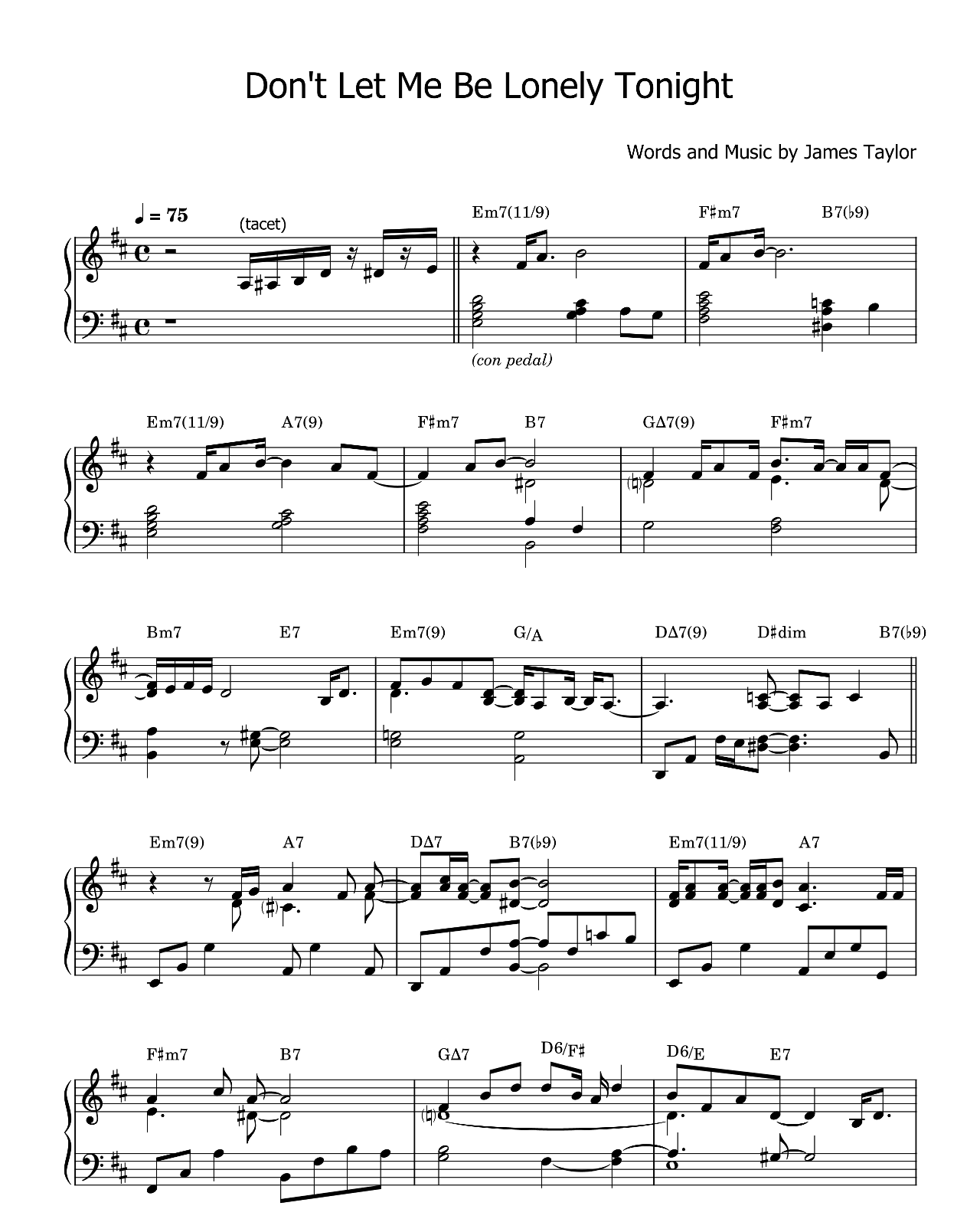 Don't Let Me Be Lonely Tonight sheet music