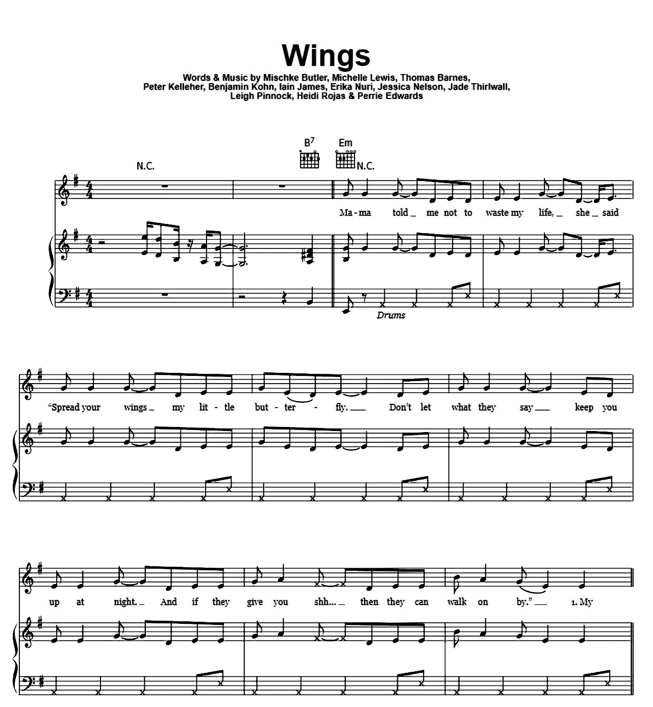 Wings sheet music