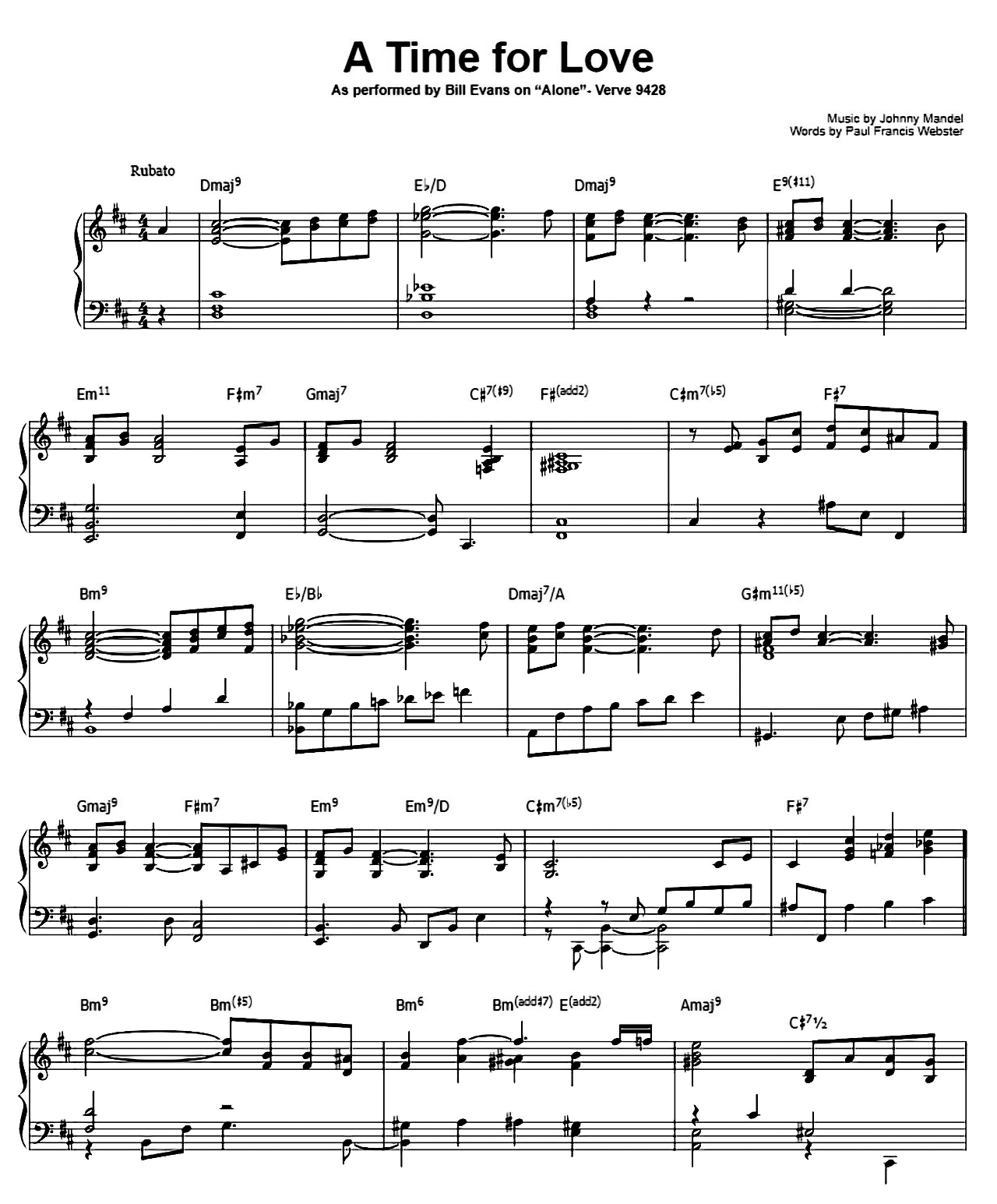 A Time For Love sheet music