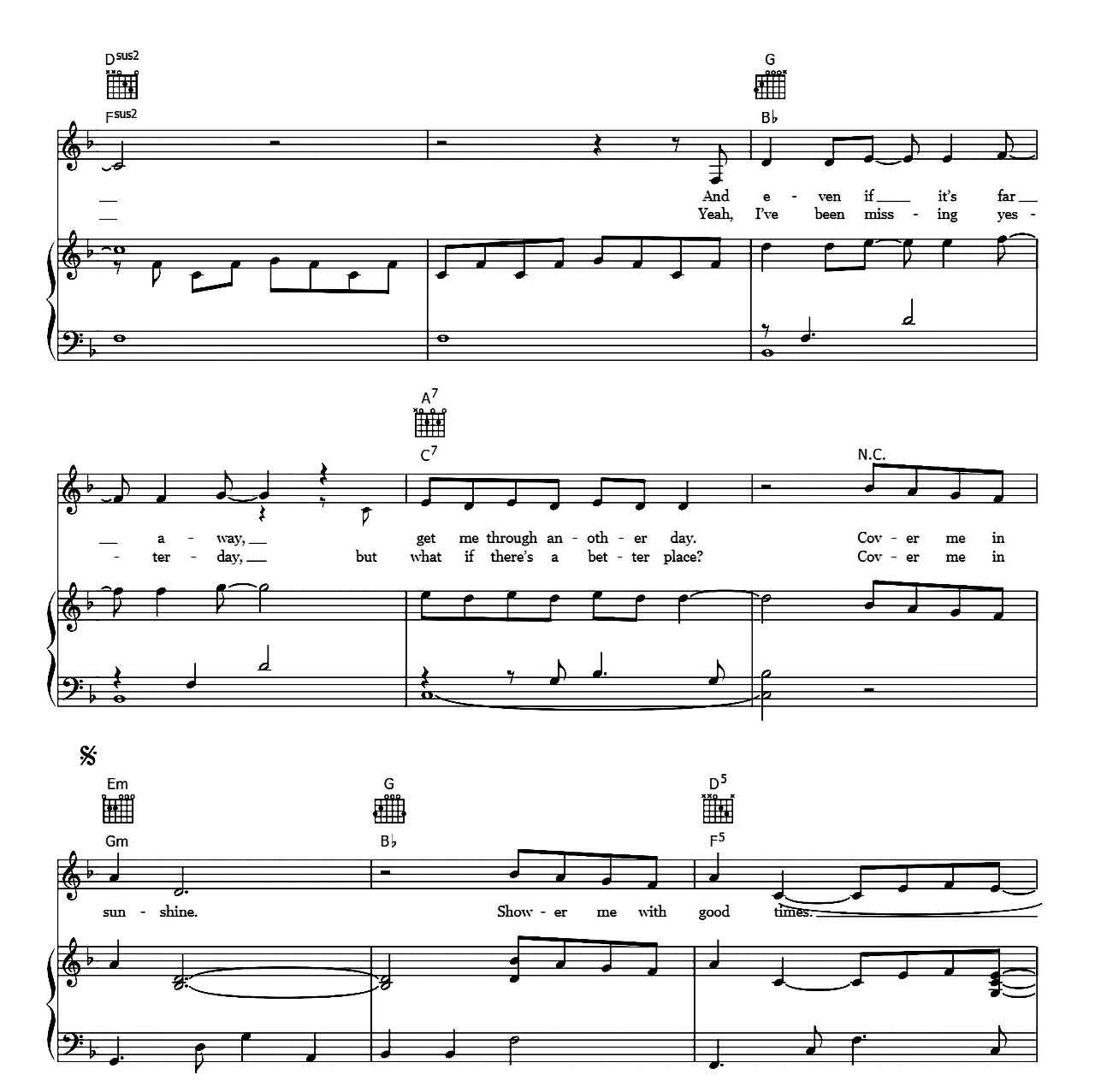 Cover Me In Sunshine sheet music 3