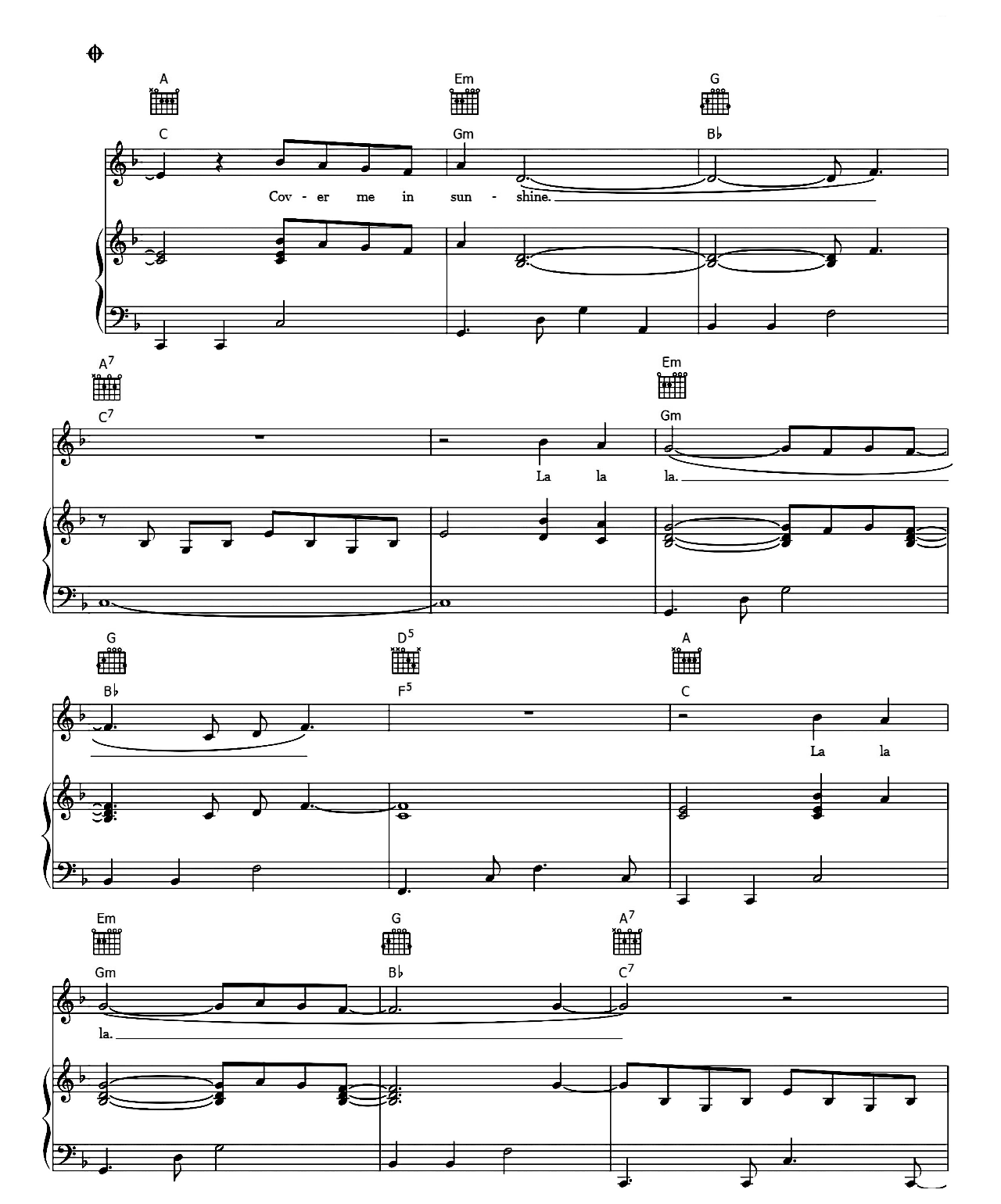 Cover Me In Sunshine sheet music 5
