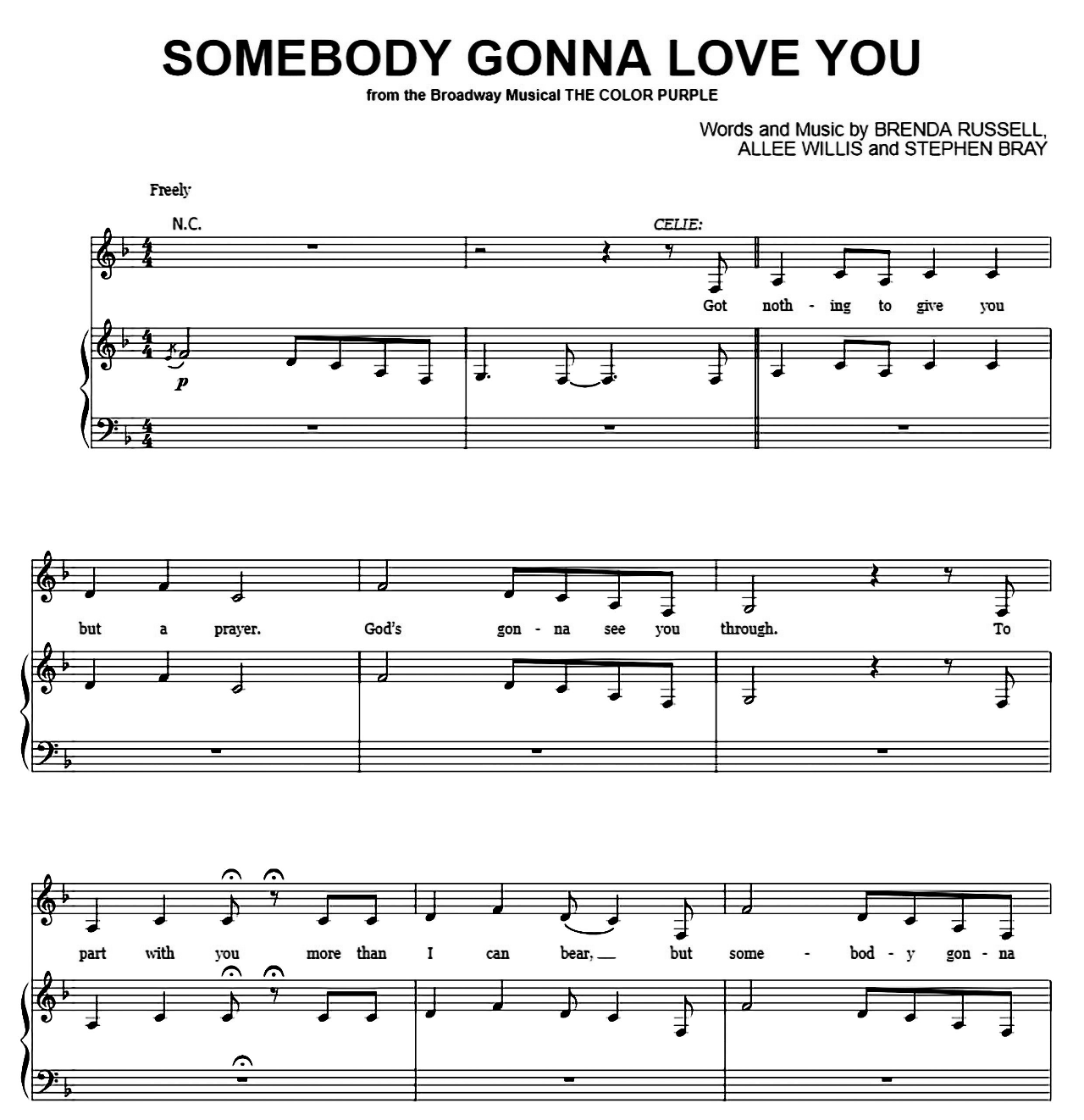 Somebody Gonna Love You (from The Color Purple) sheet music