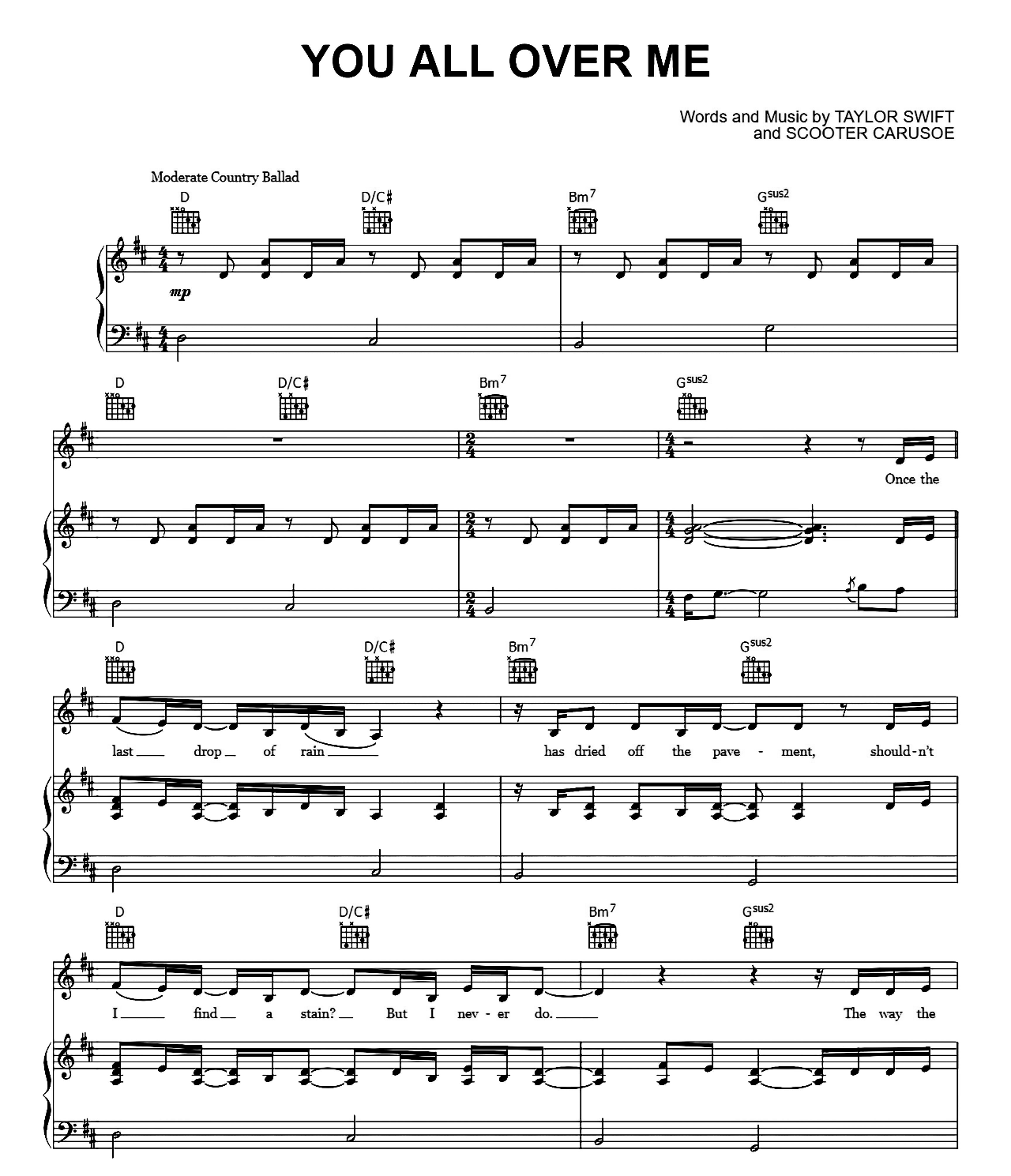 You All Over Me sheet music