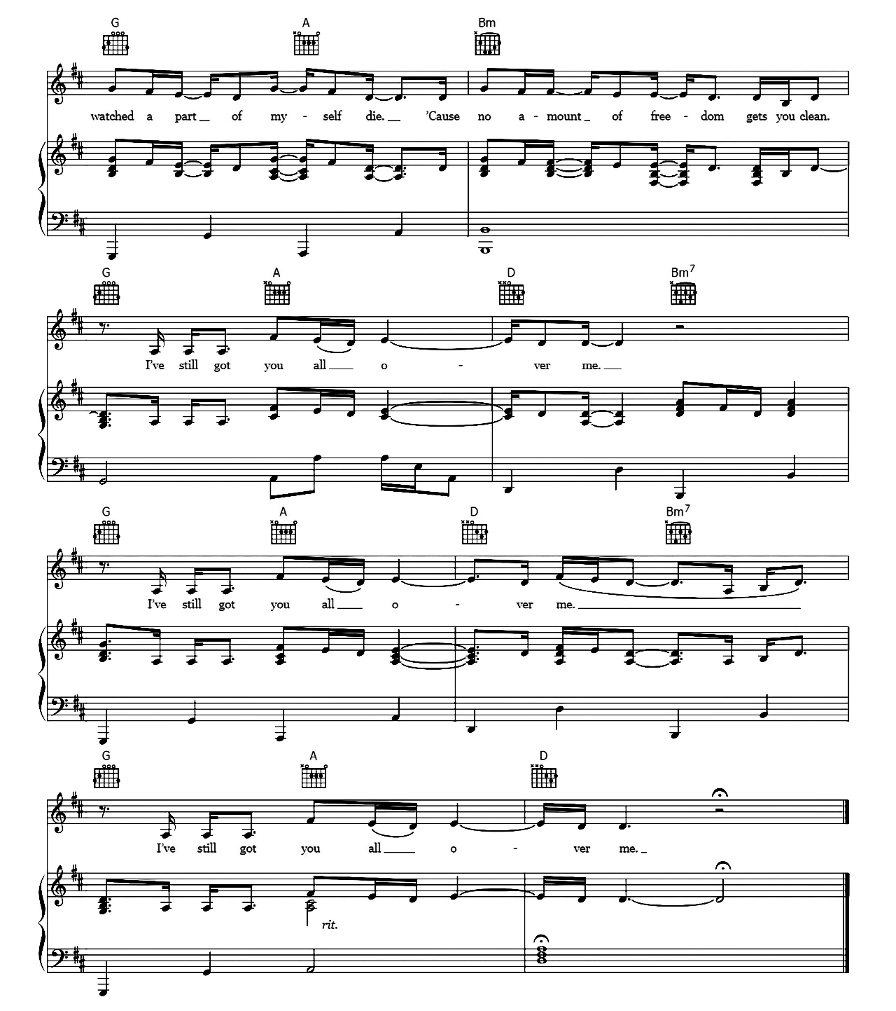You All Over Me sheet music 7