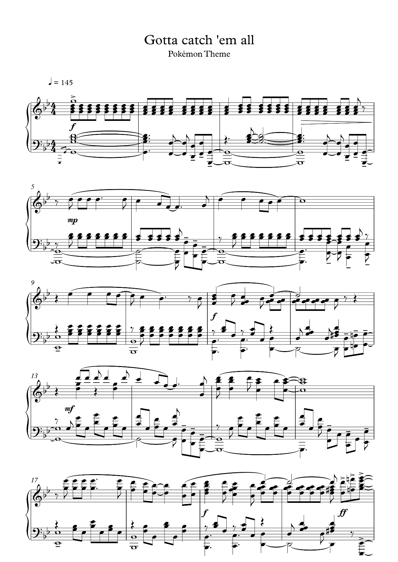 Gotta Catch Em All (Pokemon Theme) sheet music