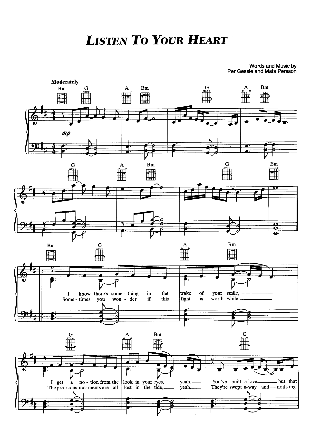 Listen To Your Heart sheet music