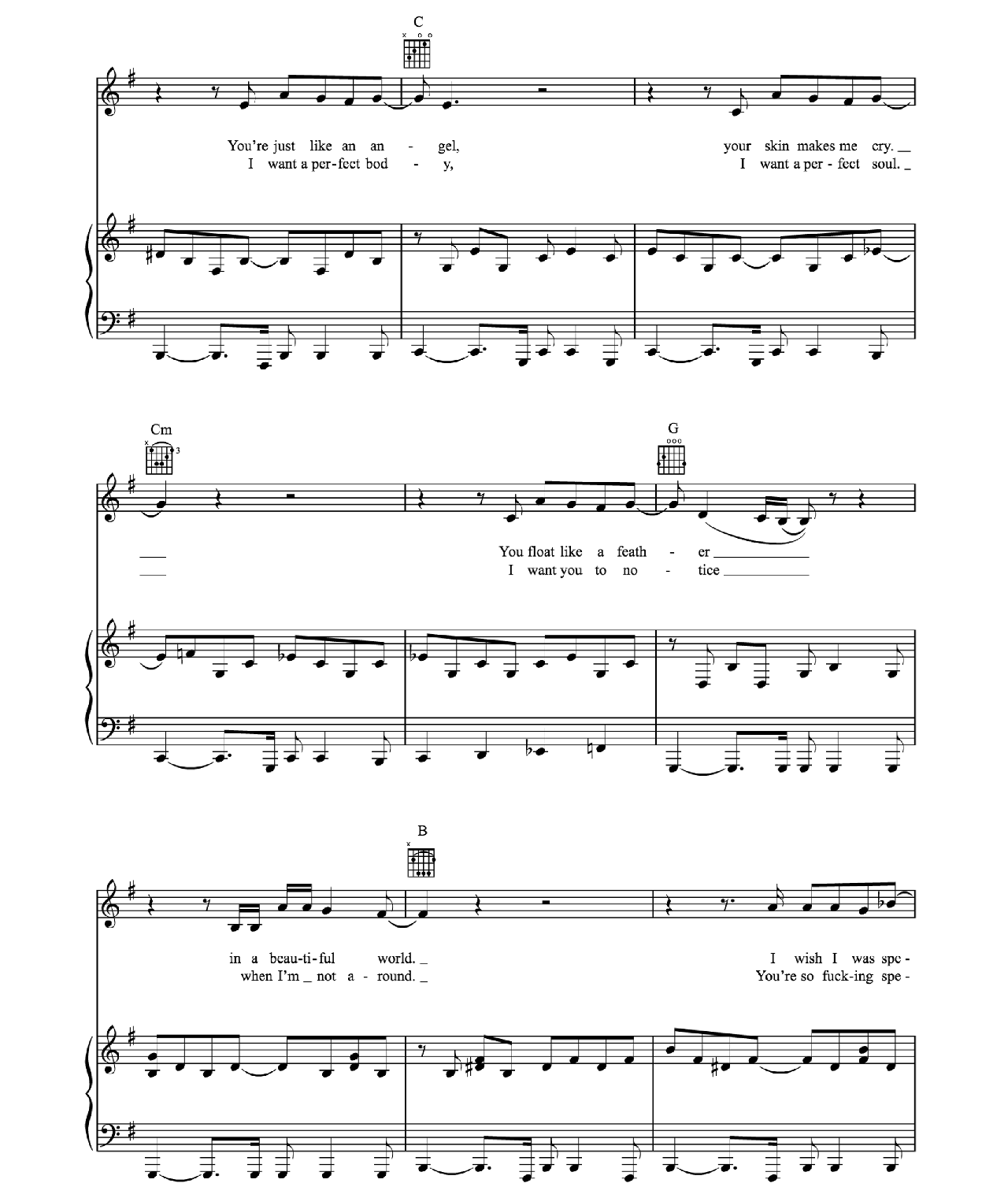 Creep sheet music 2