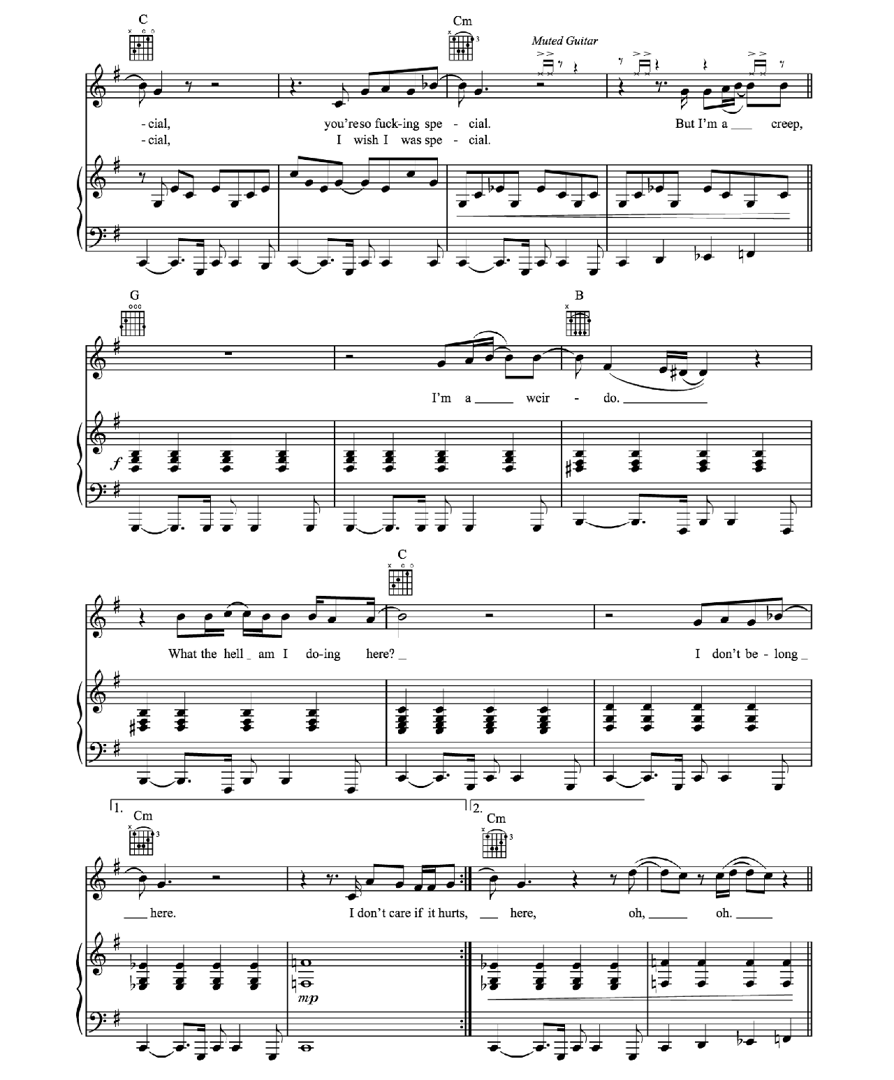 Creep sheet music 3