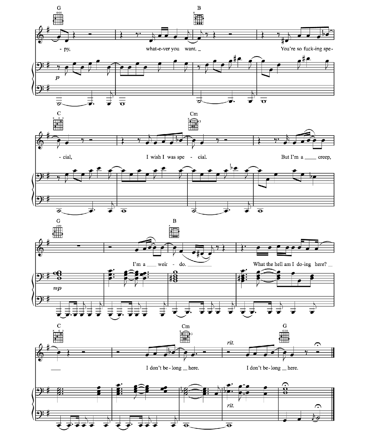 Creep sheet music 5