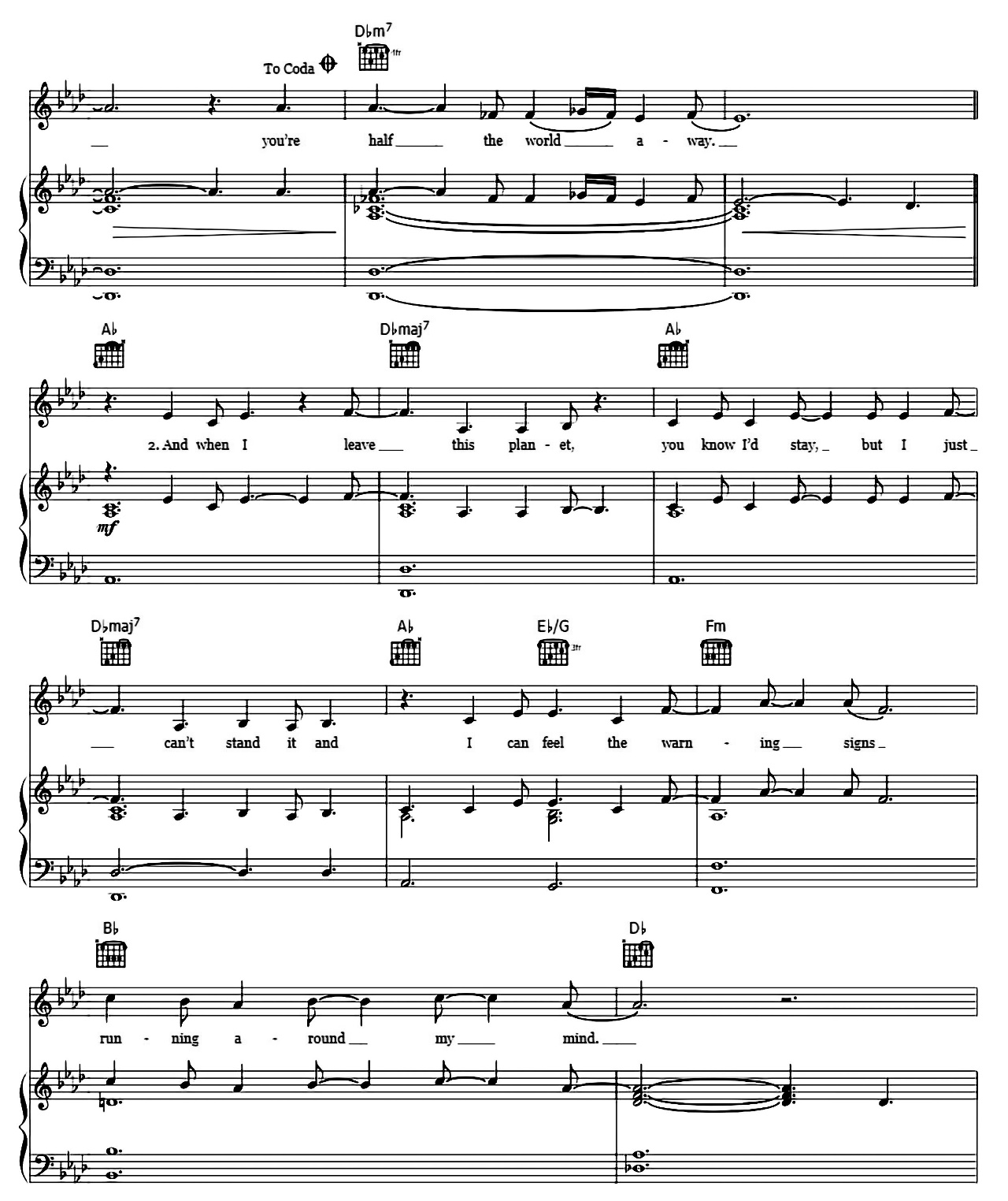 Half The World Away sheet music 4