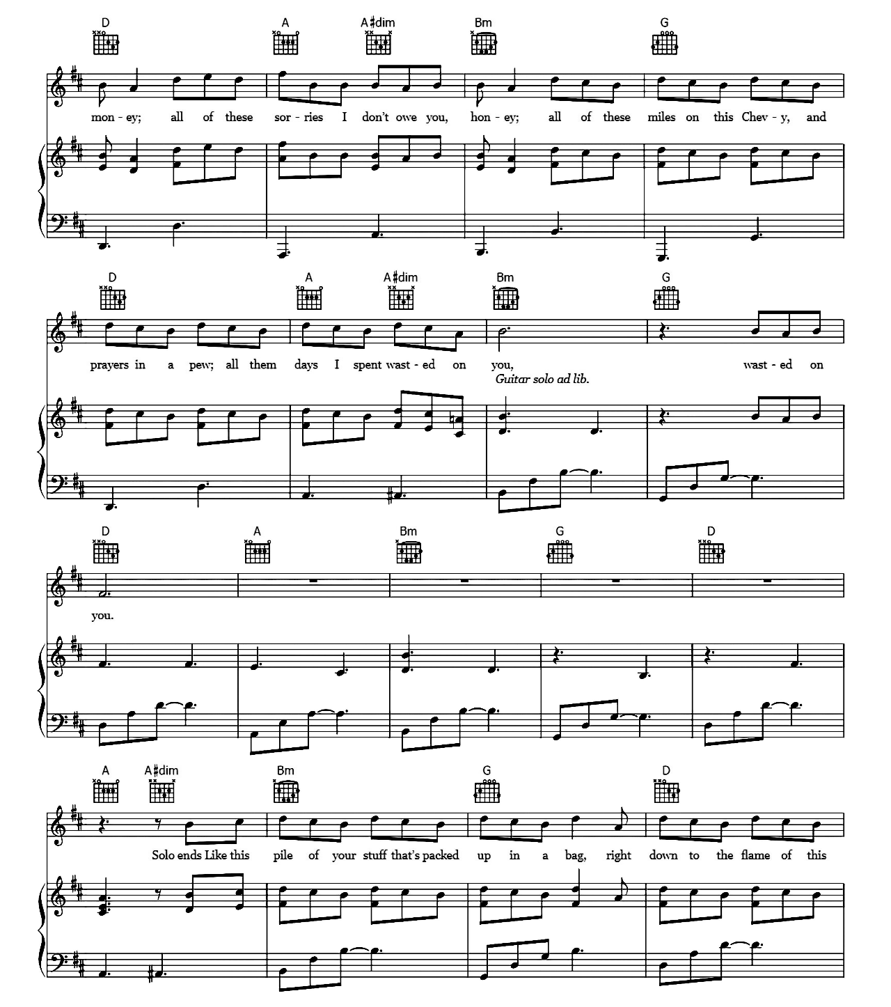 Wasted On You sheet music 4