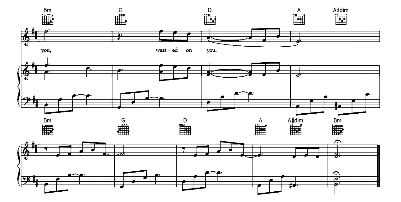 Wasted On You sheet music 6