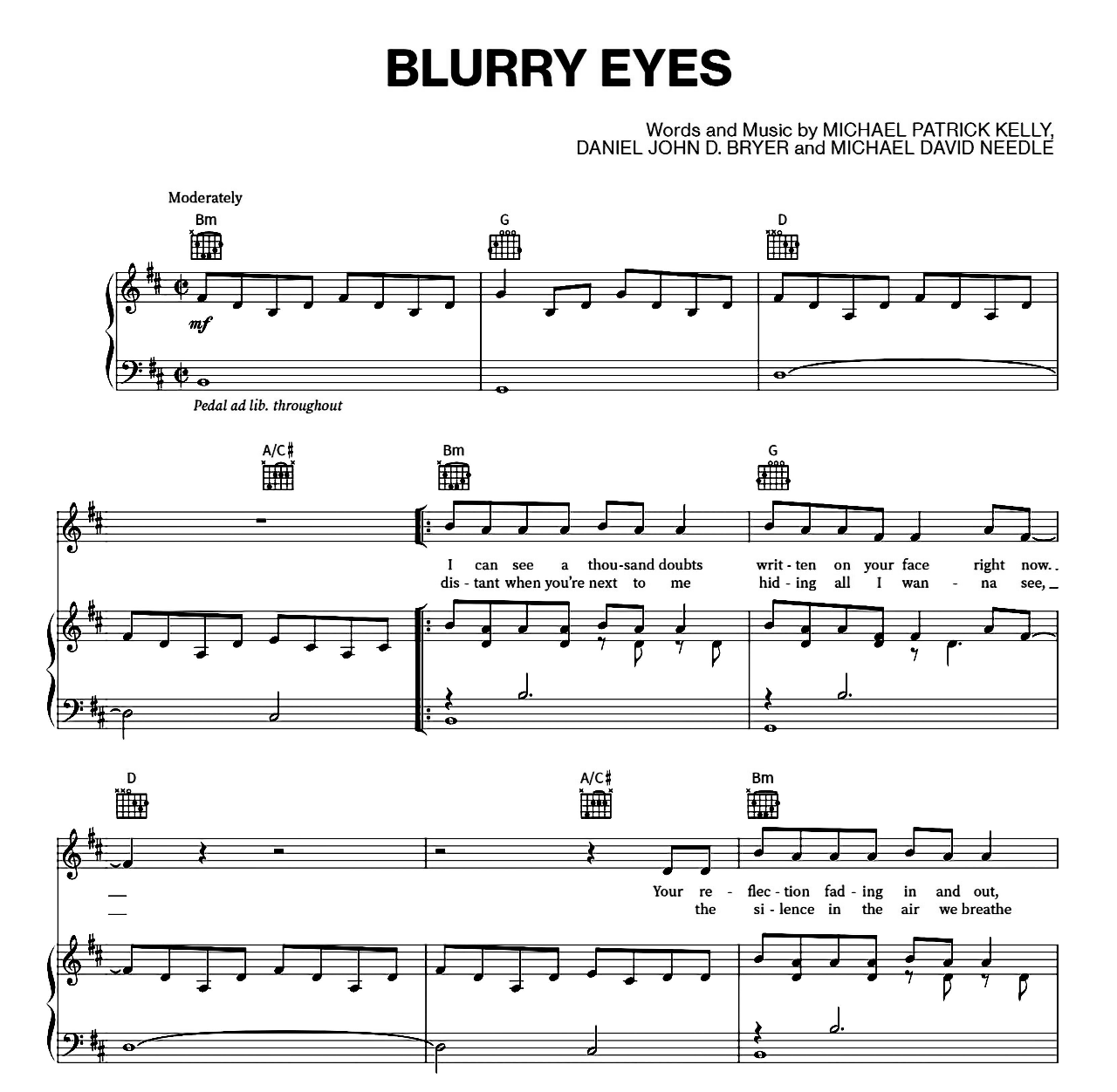 Blurry Eyes sheet music
