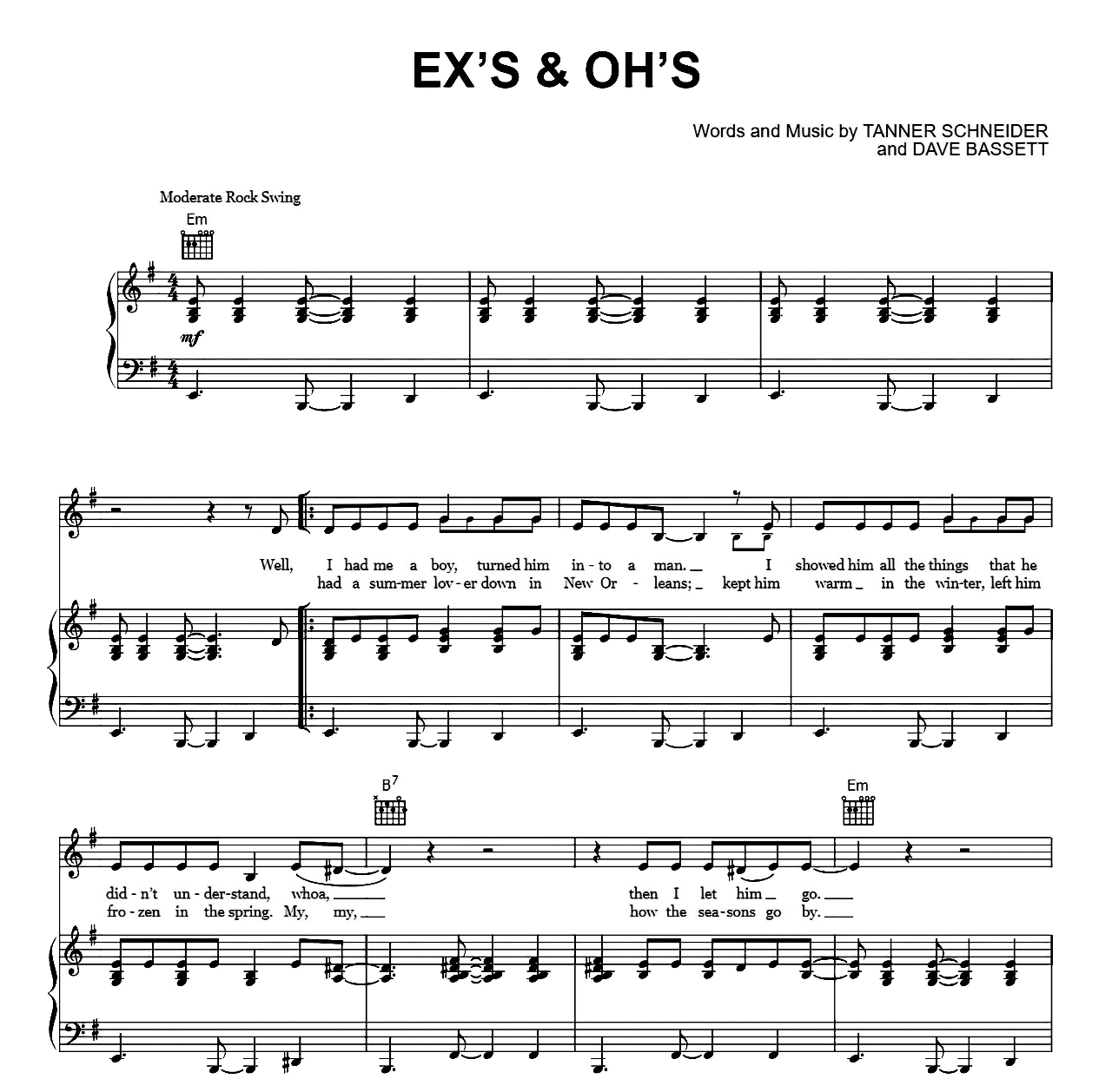 Ex's & Oh's sheet music