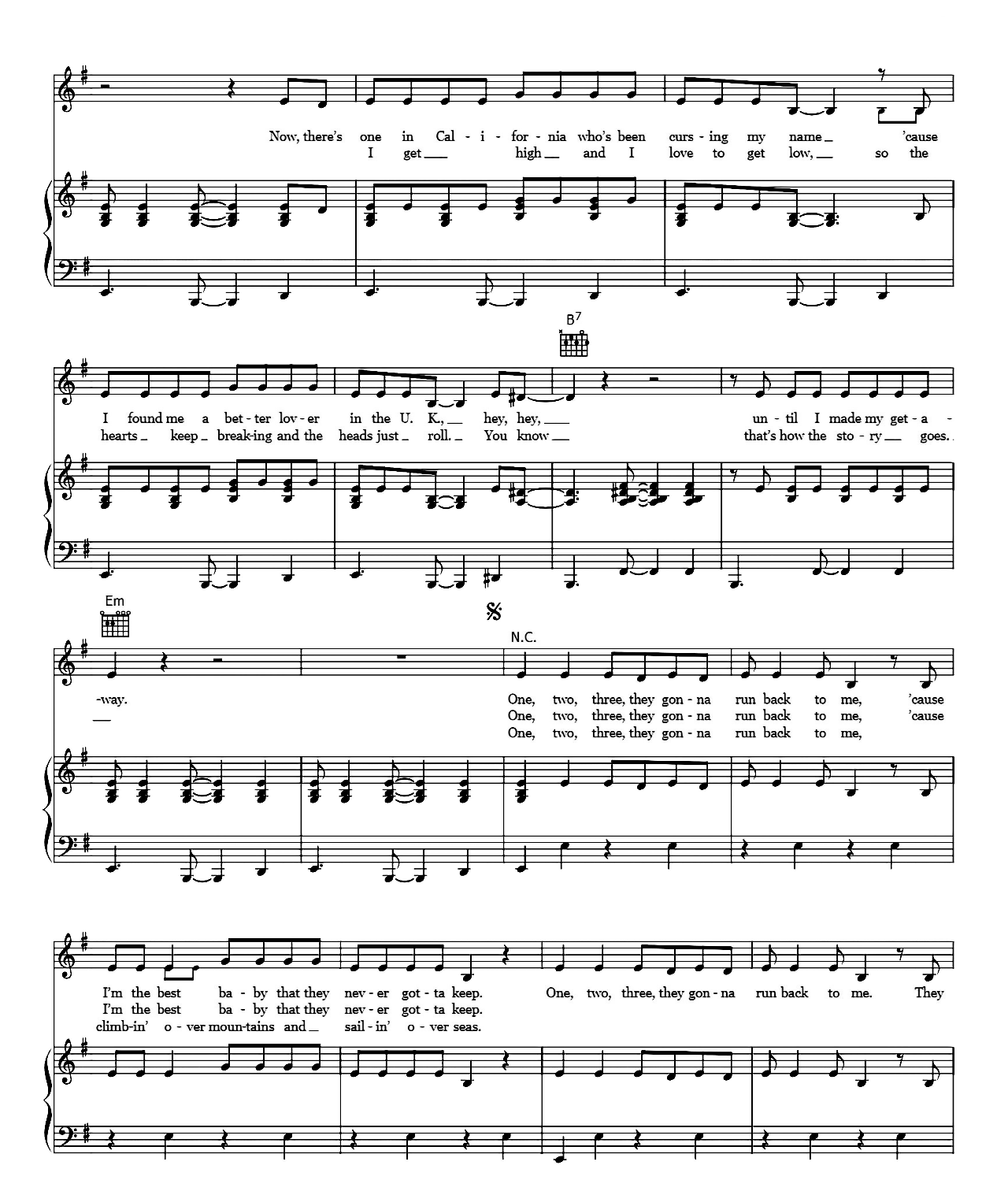 Ex's & Oh's sheet music 2