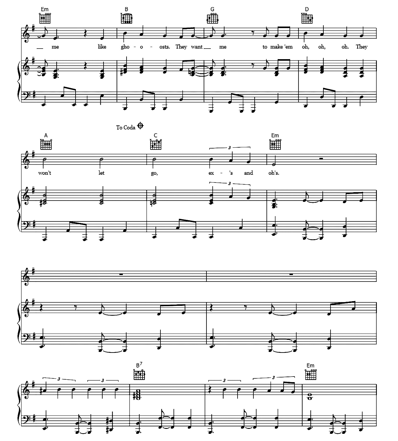 Ex's & Oh's sheet music 4