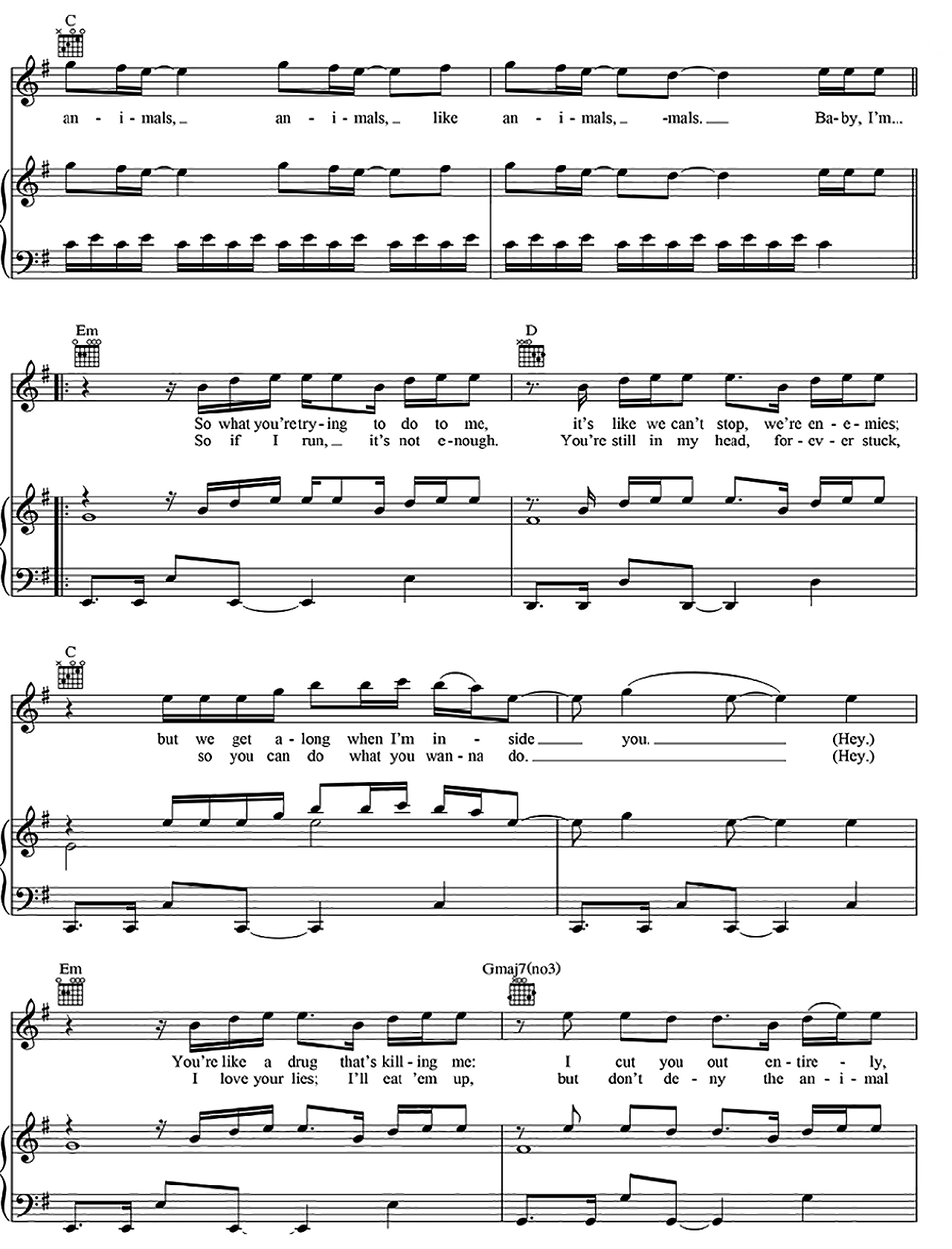 Animals sheet music 2