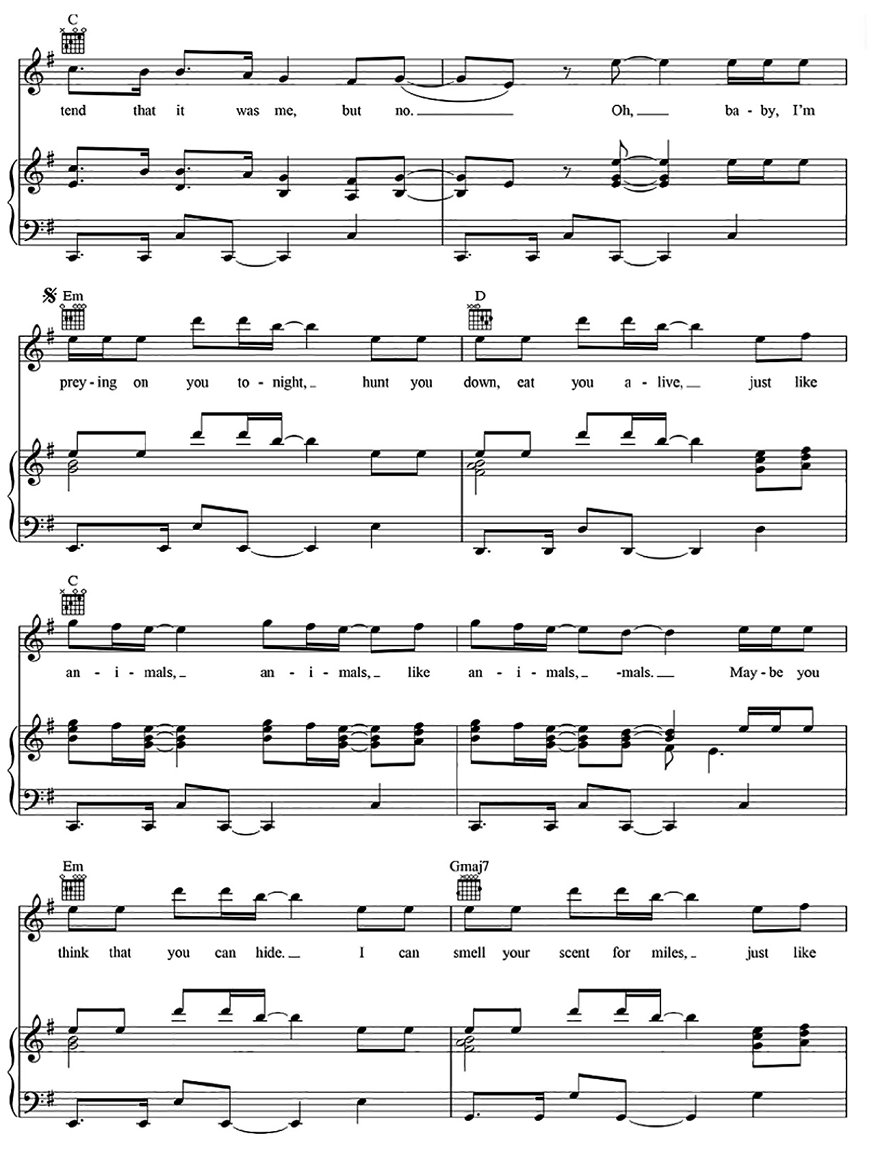 Animals sheet music 4