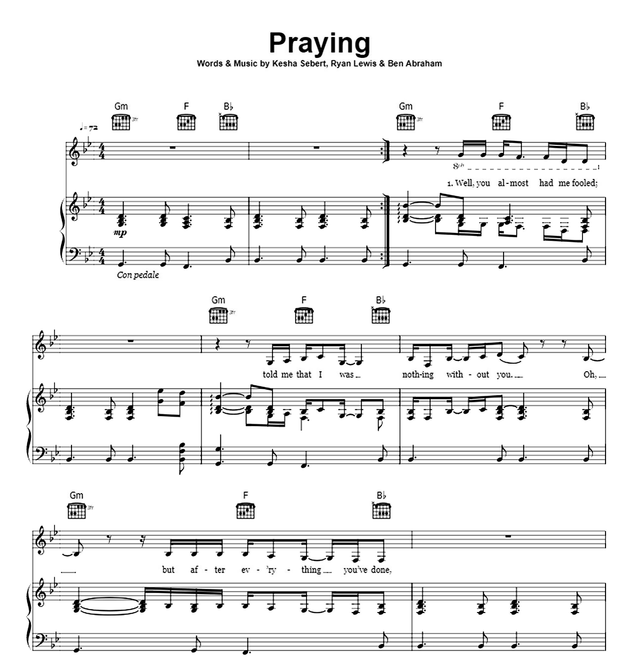 Praying sheet music